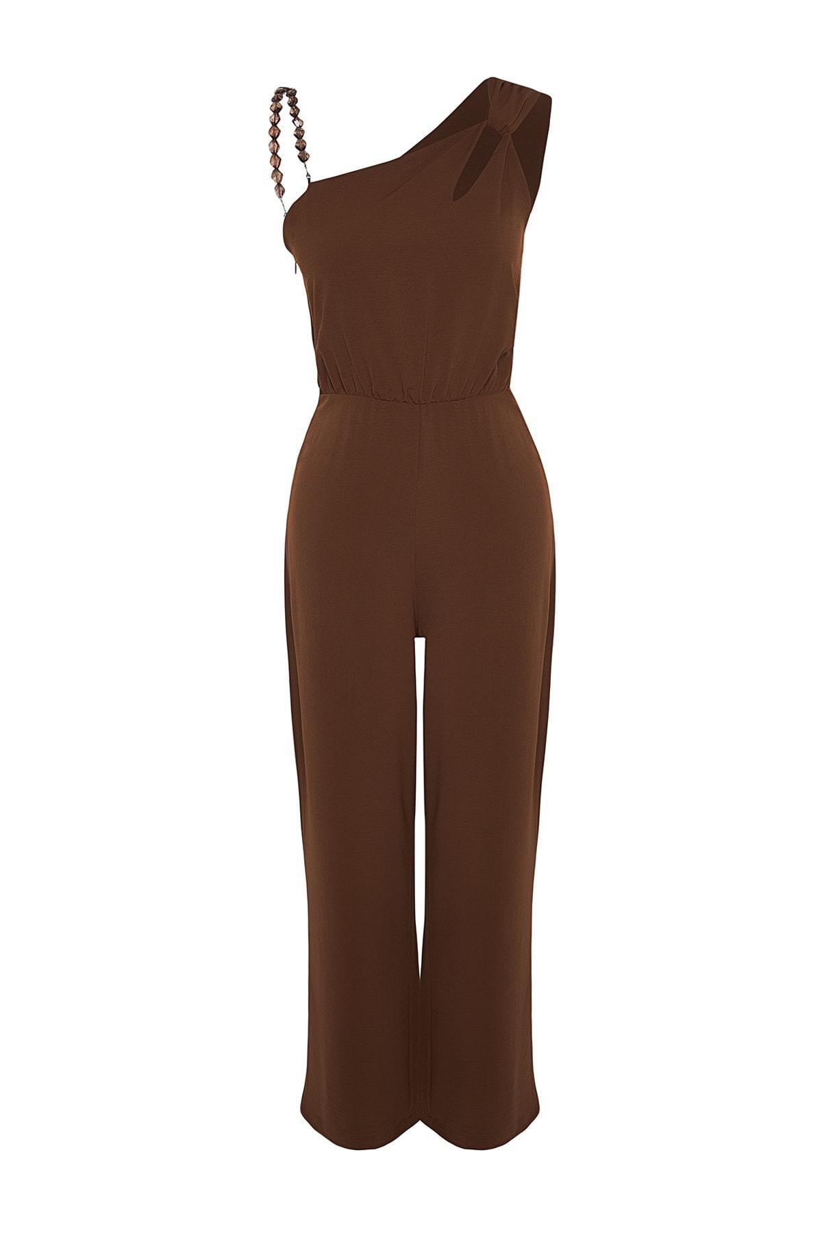 Brown One-Shoulder Jumpsuit, , large image number 1