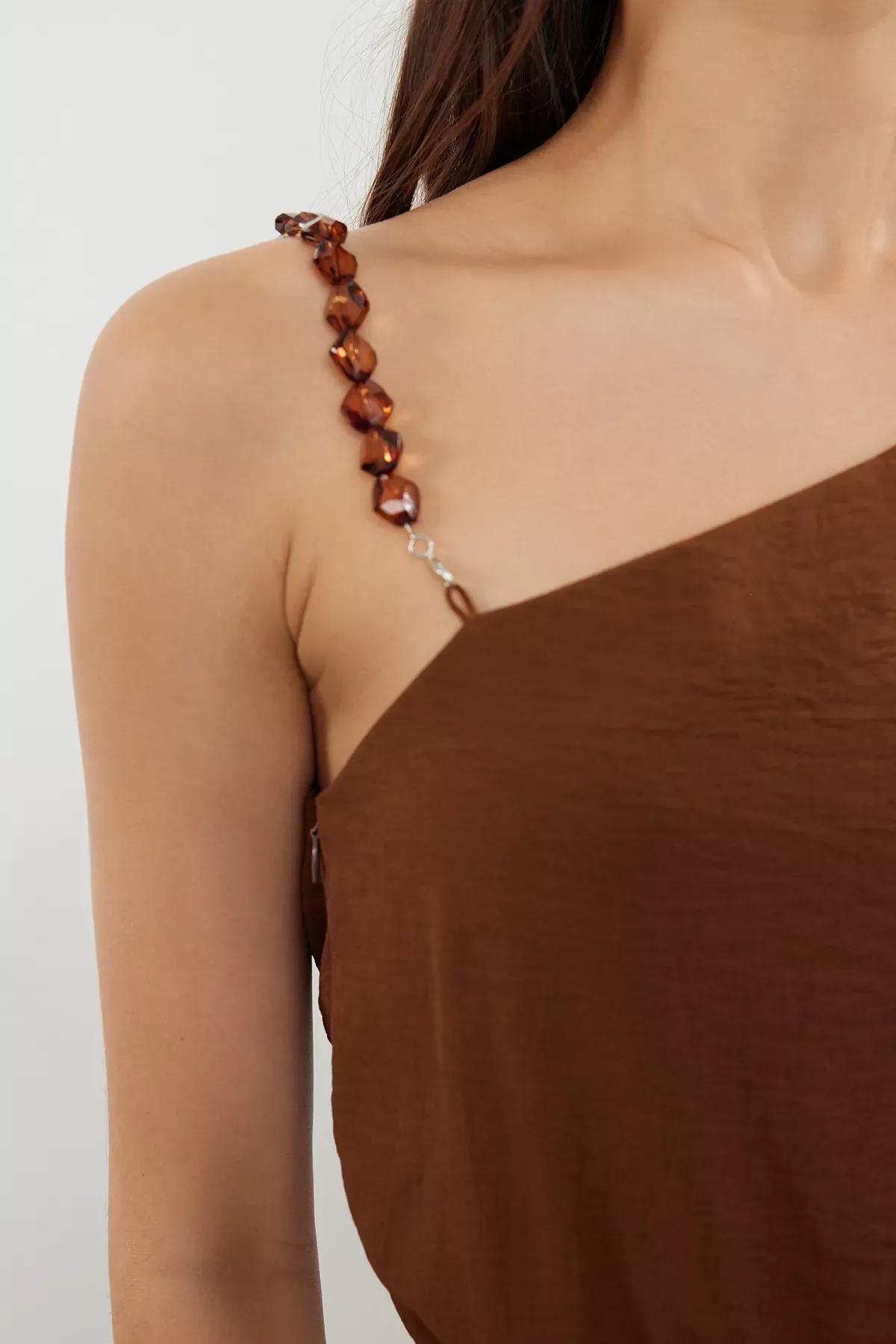 Brown One-Shoulder Jumpsuit, Brown, large image number 3