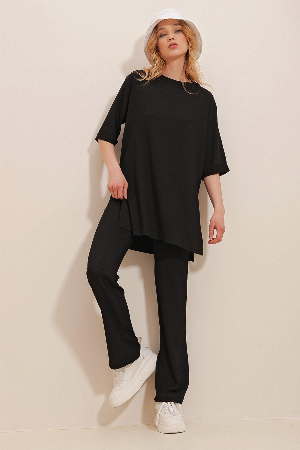 Black Crew Neck Co-Ord Set, , large image number 1