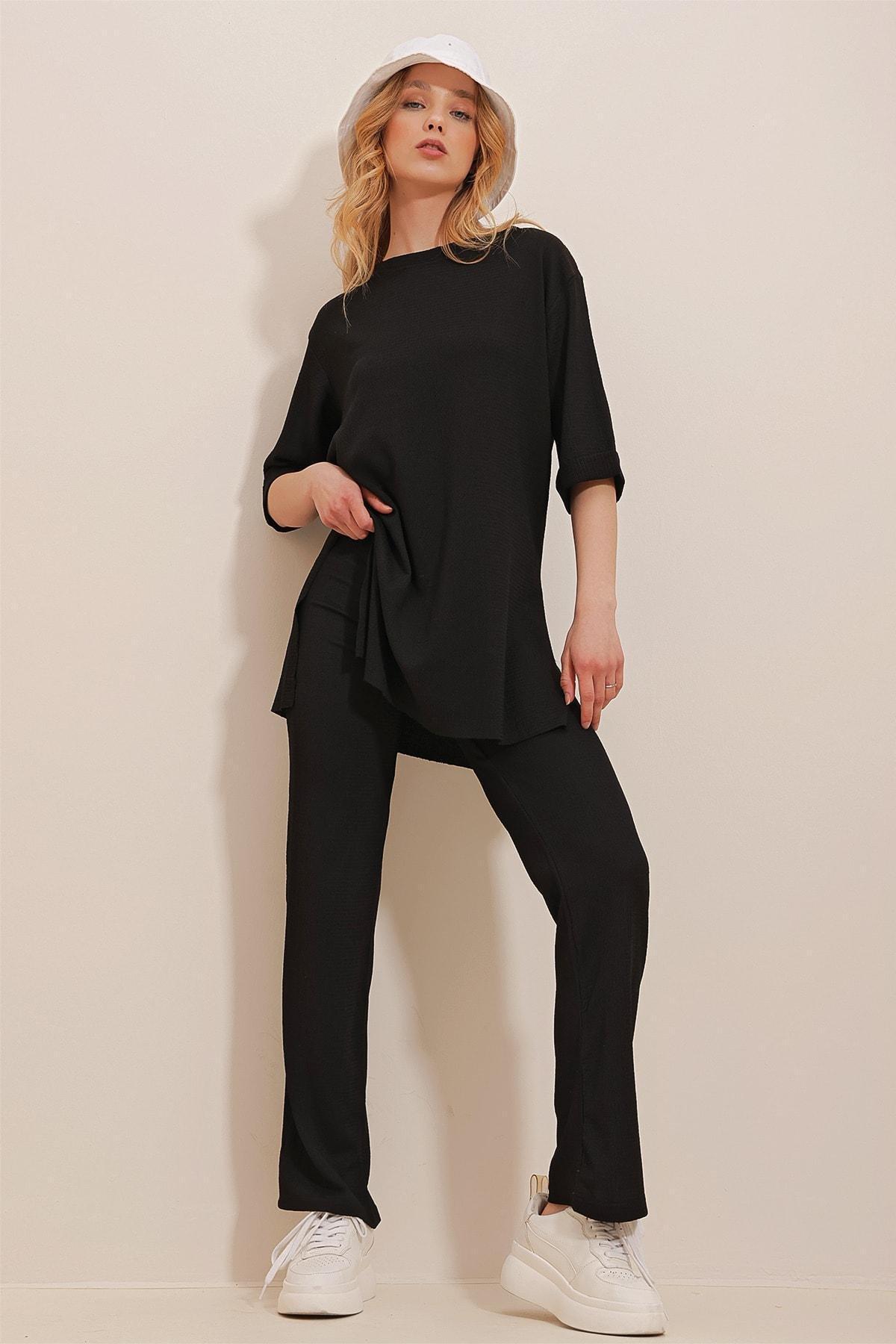Black Crew Neck Co-Ord Set, , large image number 2