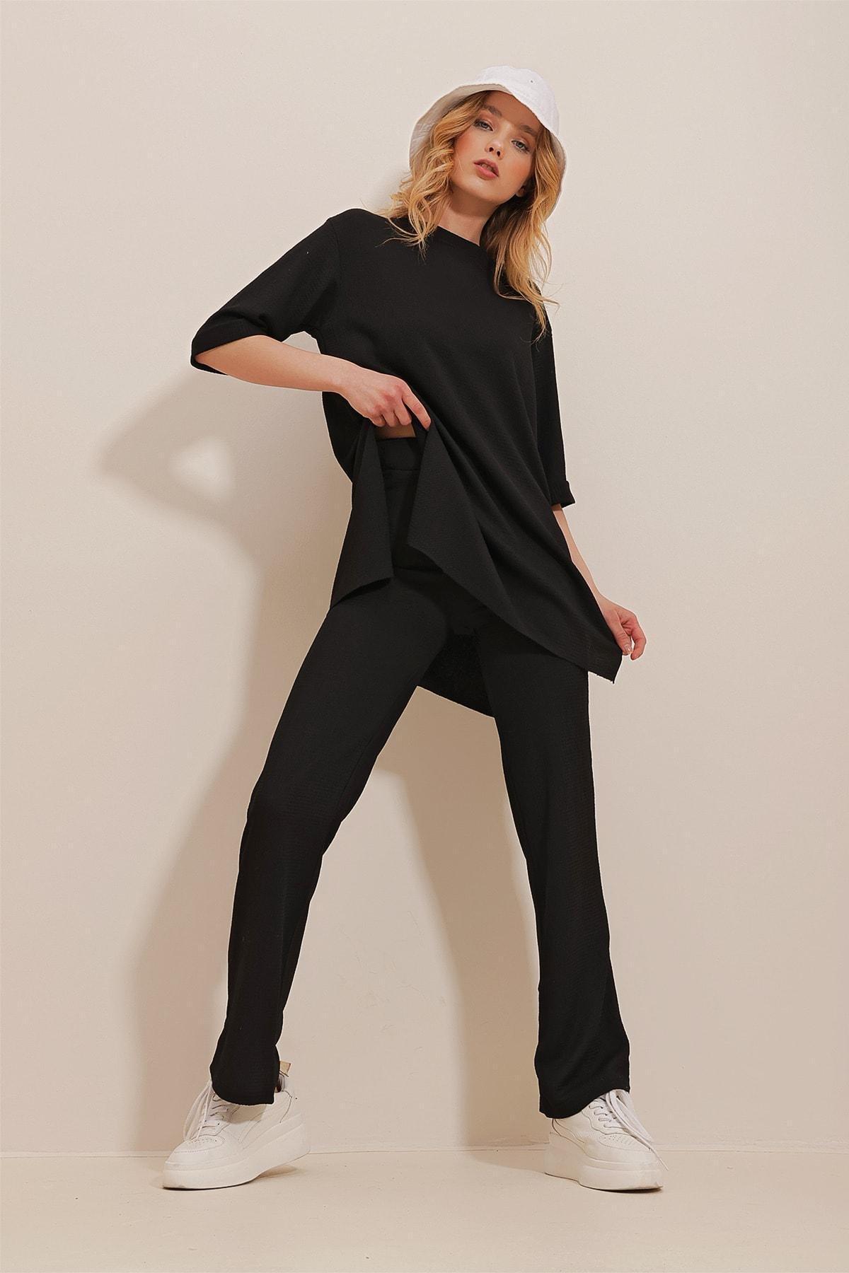 Black Crew Neck Co-Ord Set, , large image number 3