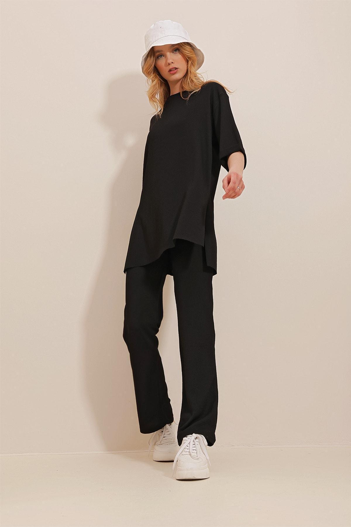 Black Crew Neck Co-Ord Set, , large image number 4