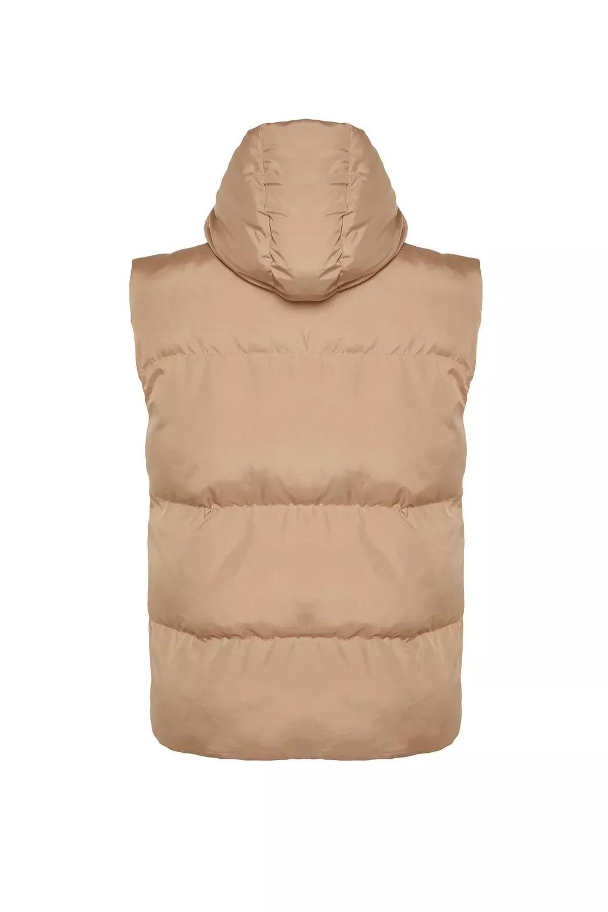 Beige Puffer Hooded Vest, Beige, large image number 6
