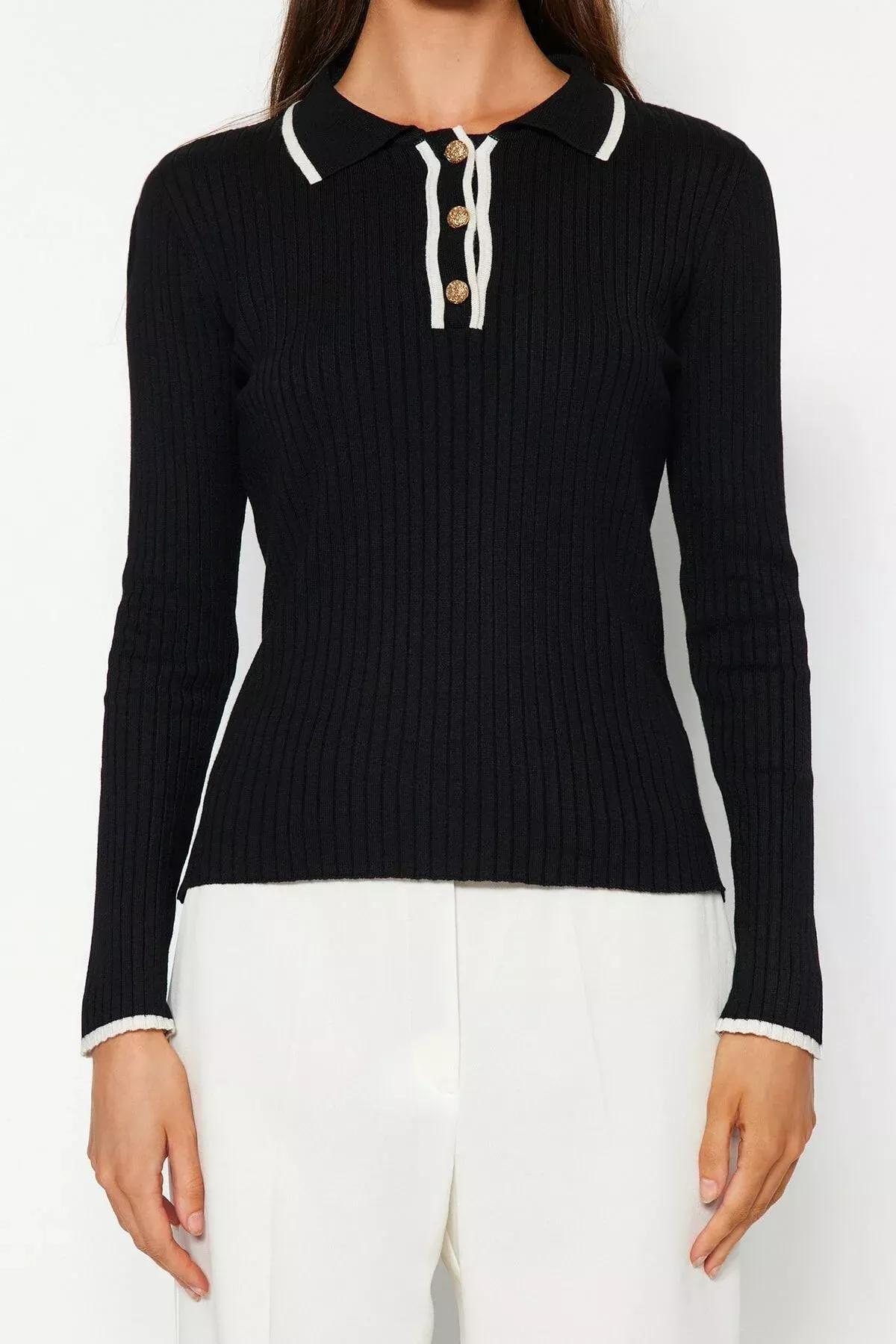 Black Colour Block Slim Sweater, , large image number 3