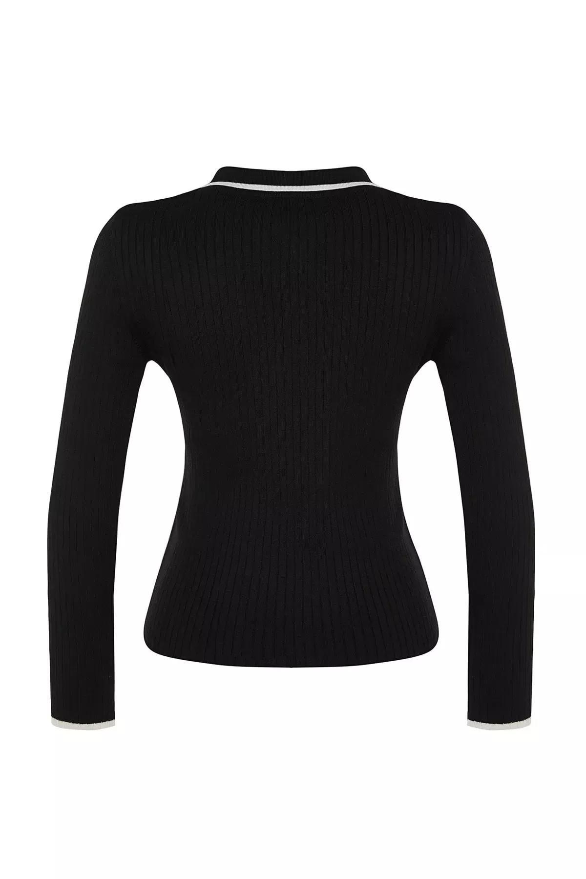 Black Colour Block Slim Sweater, , large image number 6