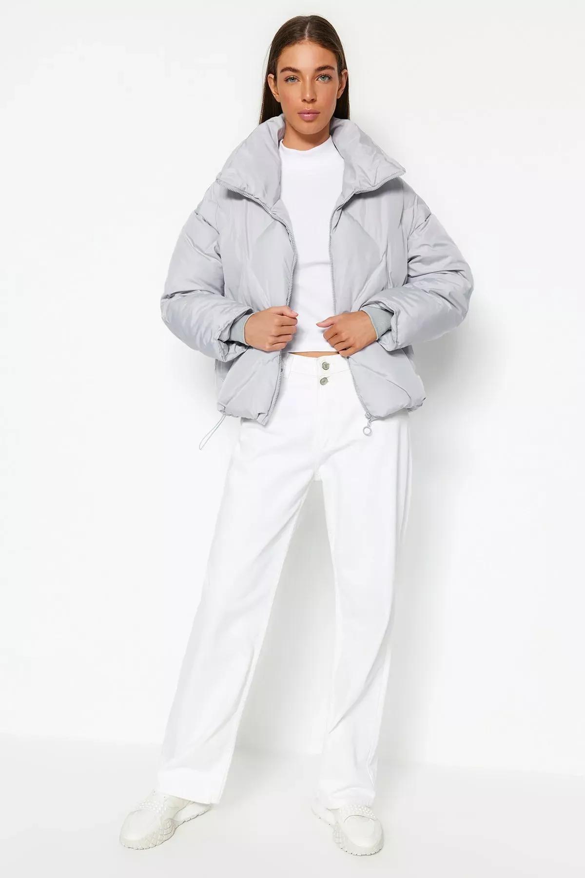 Grey Puffer Jacket, Grey, large image number 1