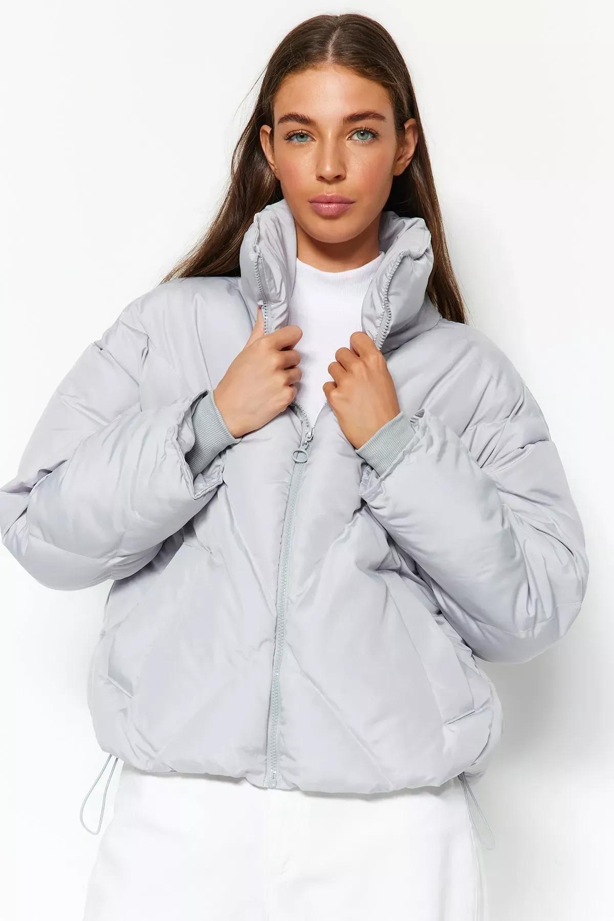 Grey Puffer Jacket, Grey, large image number 2
