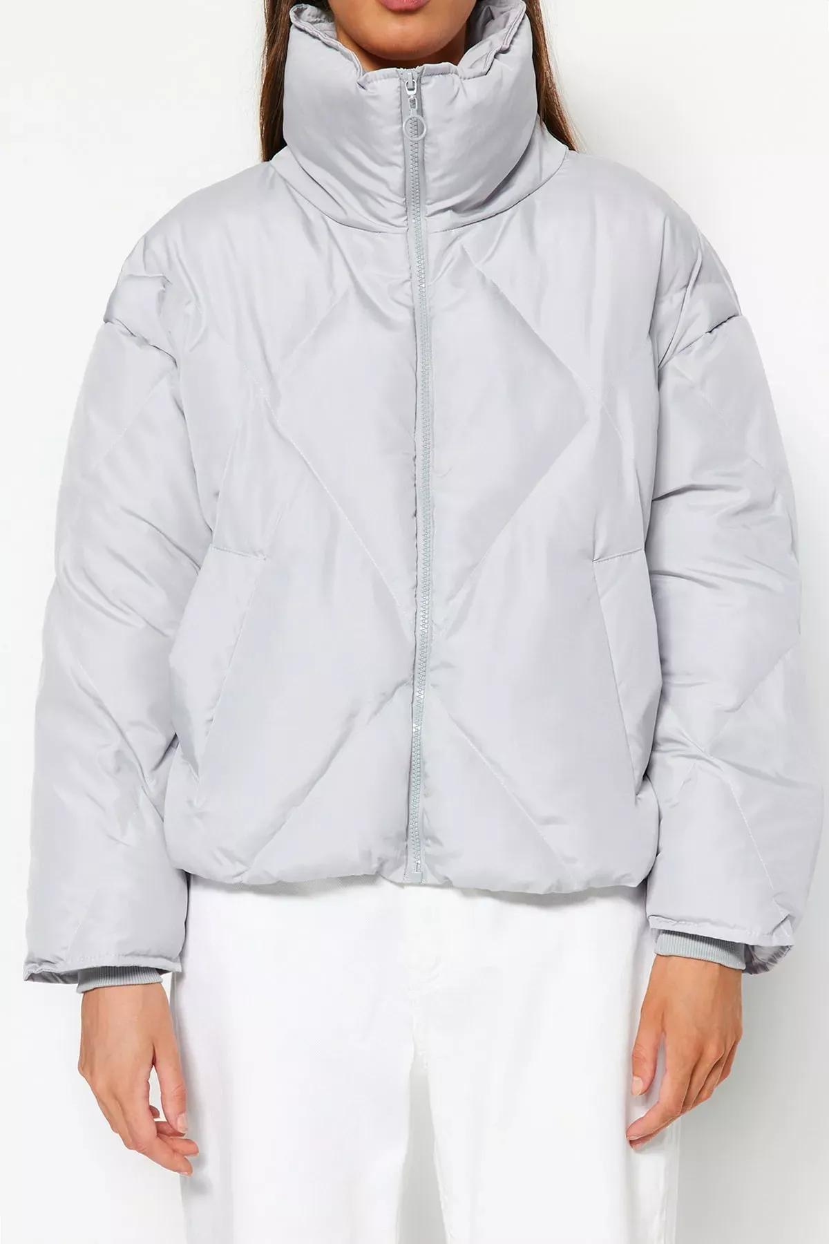 Grey Puffer Jacket, Grey, large image number 3