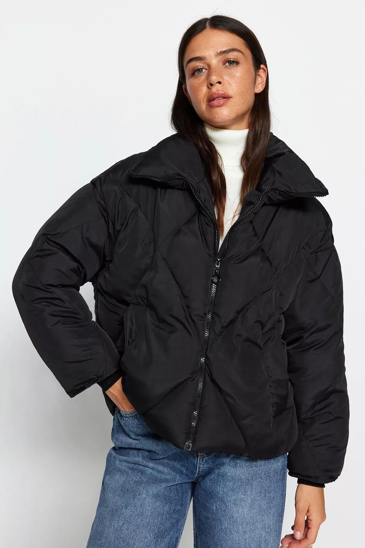 Black Puffer Jacket, BLACK, medium