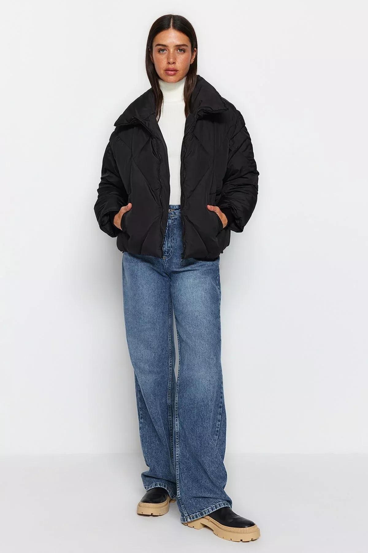 Black Puffer Jacket, BLACK, medium