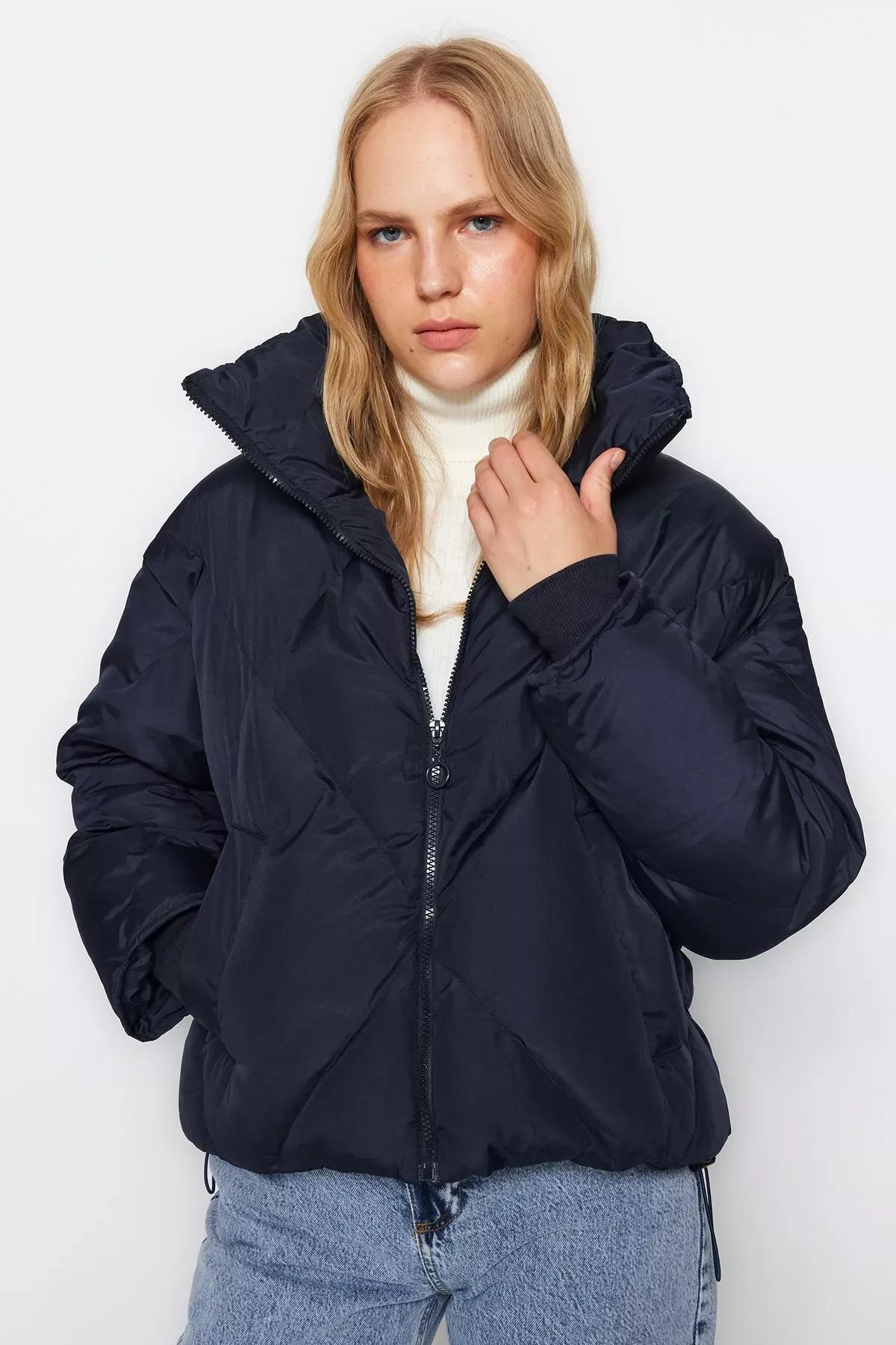 Navy Puffer Jacket, Navy blue, medium