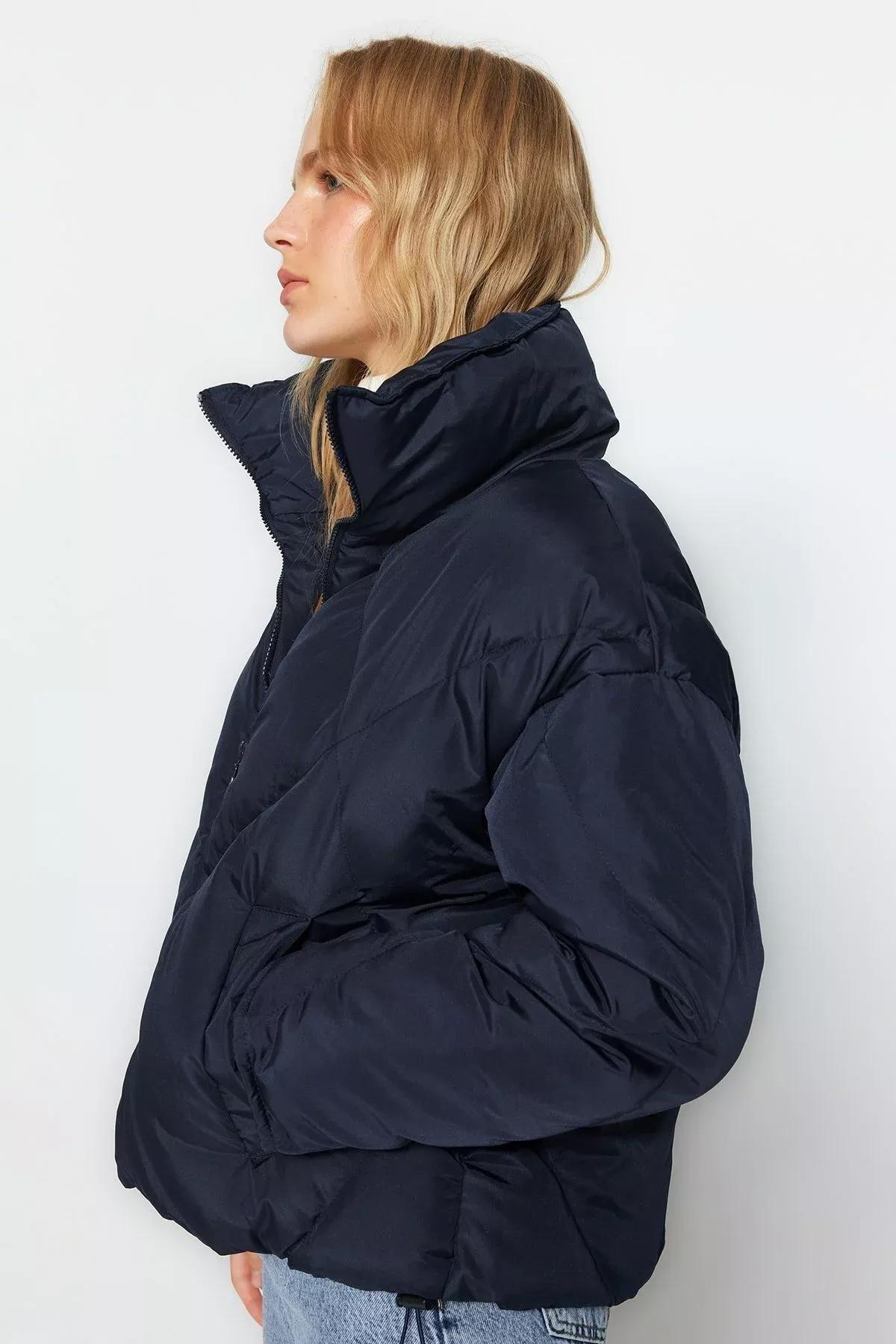 Navy Puffer Jacket, Navy blue, medium