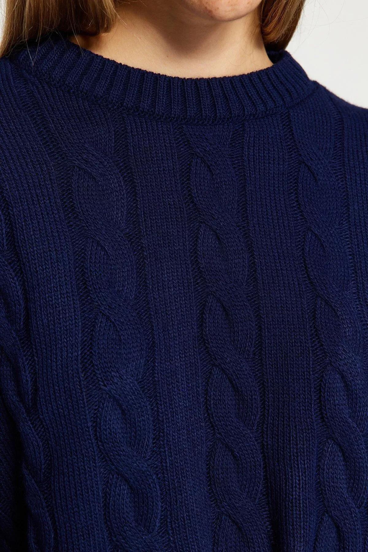 Navy Super Cropped Knitted Sweater, Navy blue, large image number 4