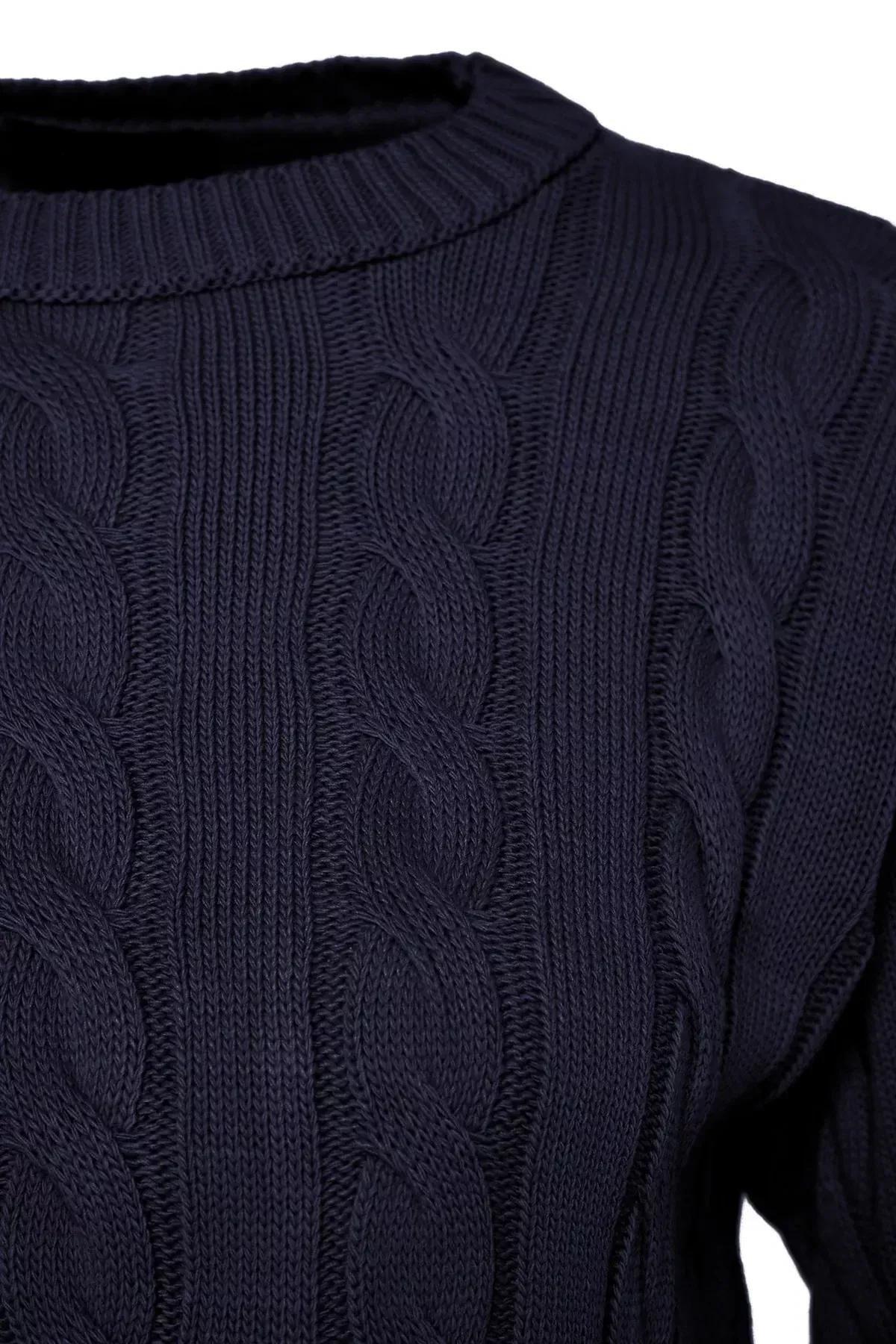 Navy Super Cropped Knitted Sweater, Navy blue, large image number 7