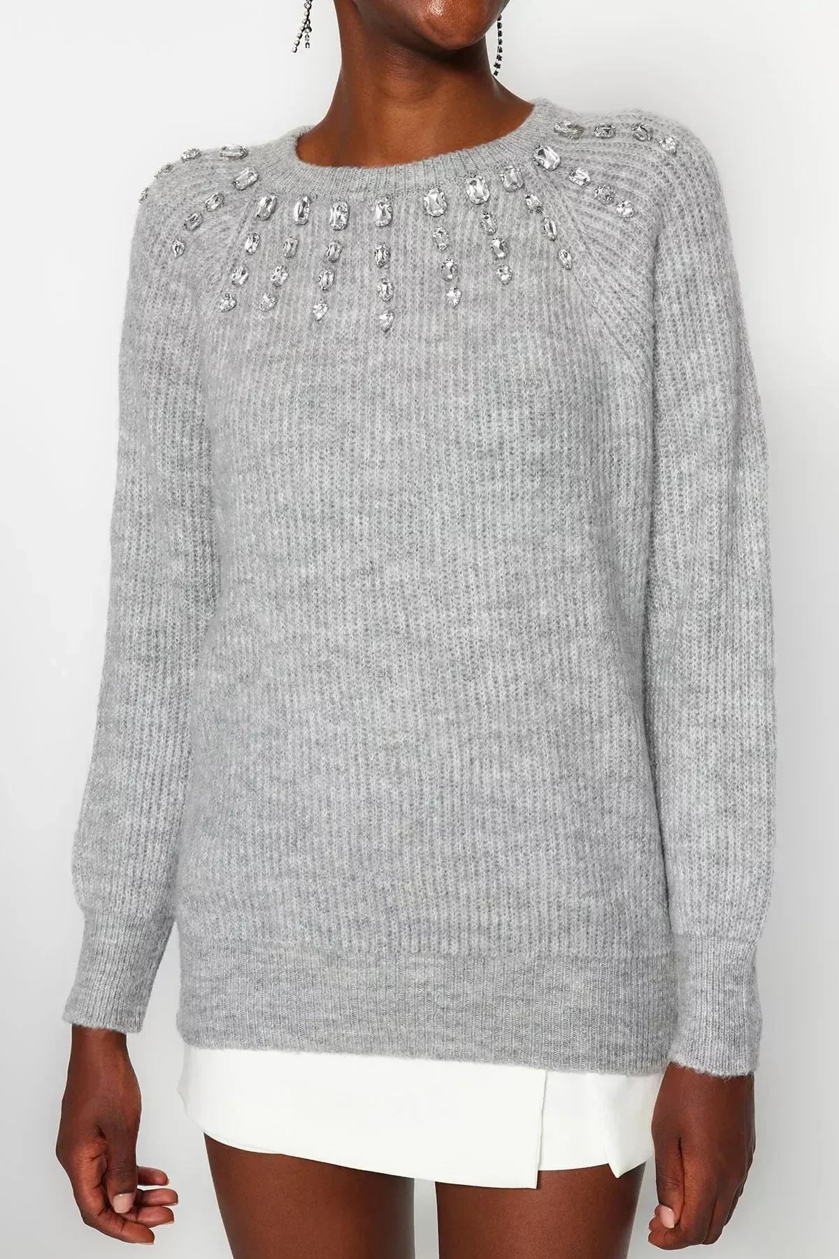 Grey d Brown Detailed Knitwear Sweater, , large image number 3