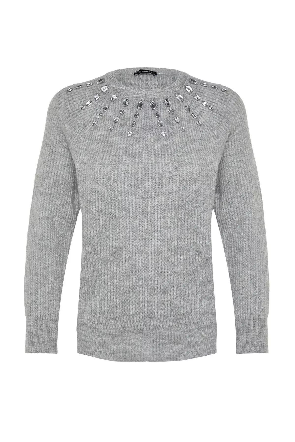Grey d Brown Detailed Knitwear Sweater, , large image number 4