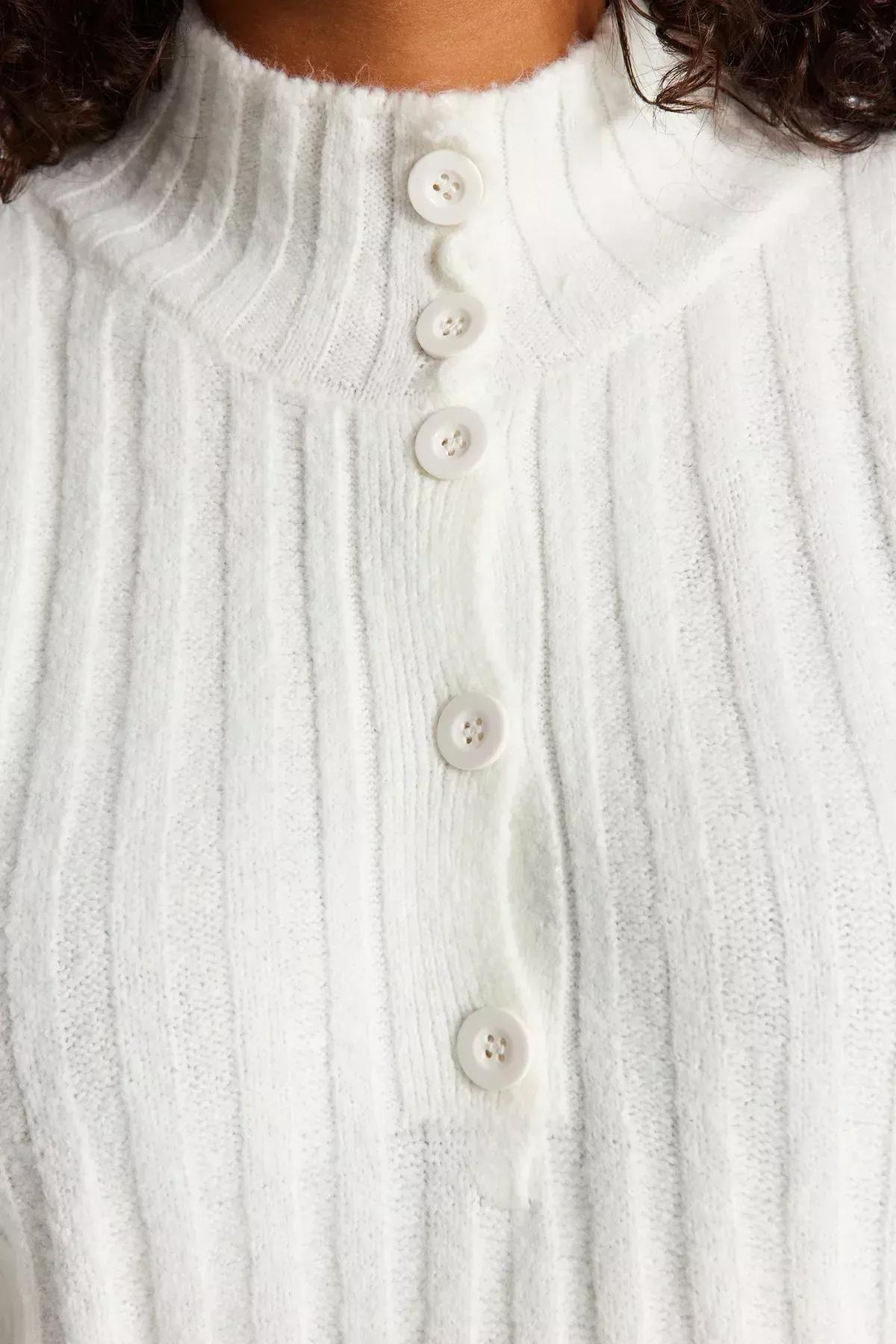 Cream Relaxed Plus Size Sweater, Ecru, large image number 4