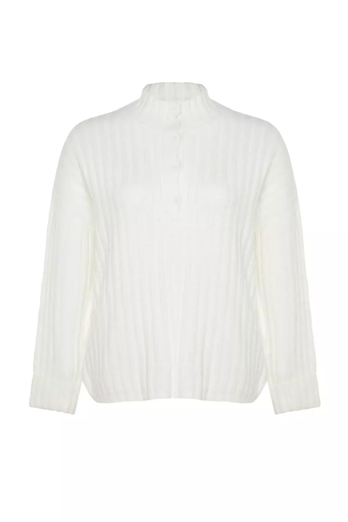 Cream Relaxed Plus Size Sweater, Ecru, large image number 5