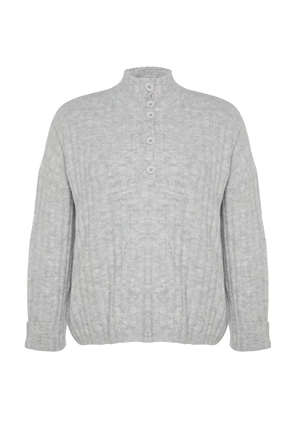 Grey Relaxed Plus Size Sweater, Grey, large image number 5