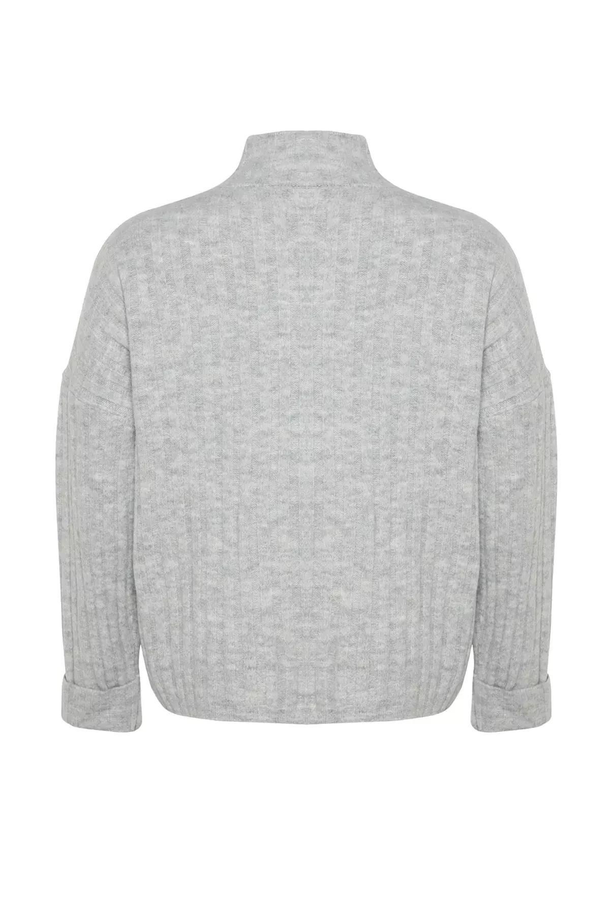 Grey Relaxed Plus Size Sweater, Grey, large image number 7