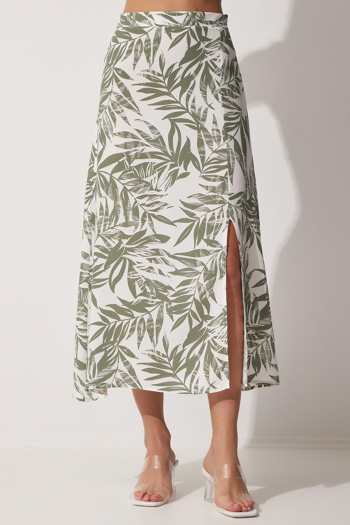 Green Patterned Midi Skirt, , large image number 3