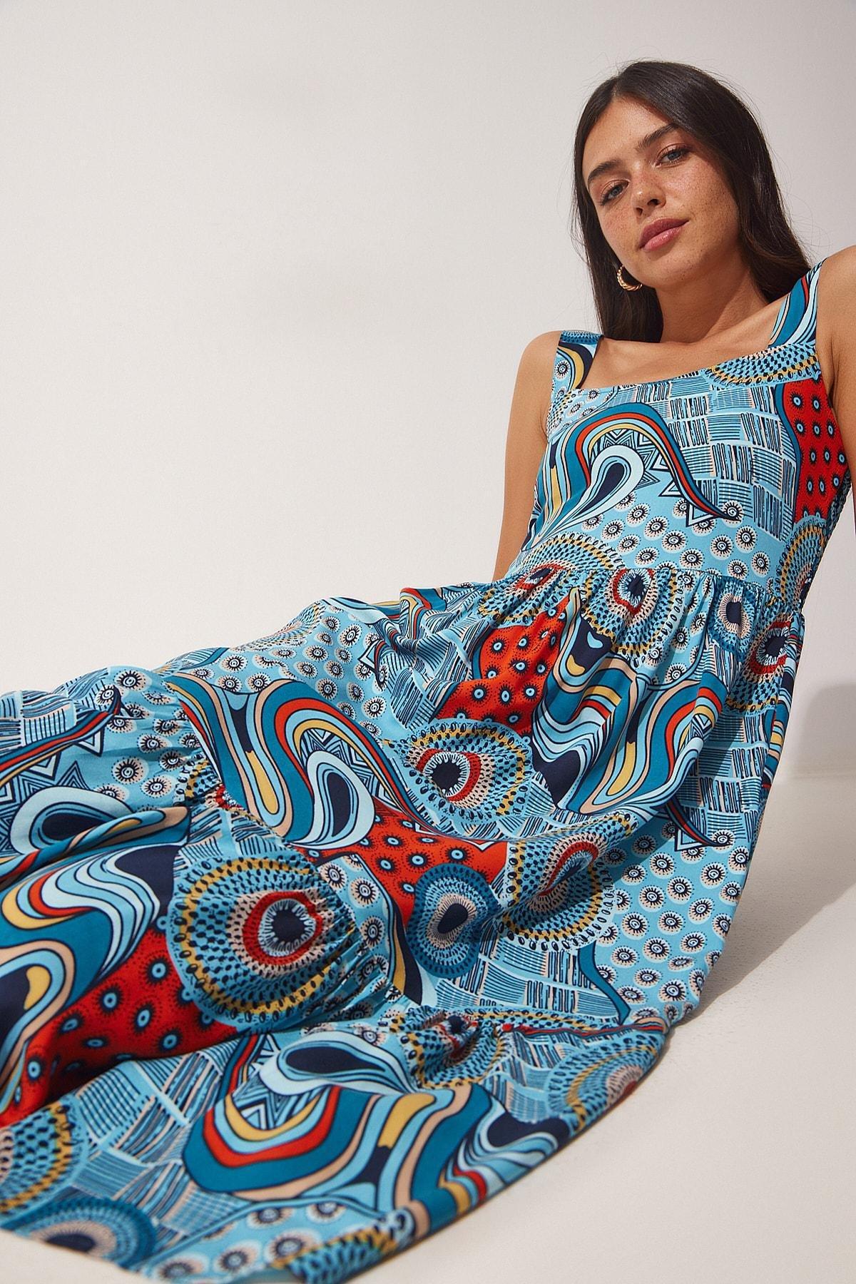 Blue Square Collar Summer Dress, , large image number 0