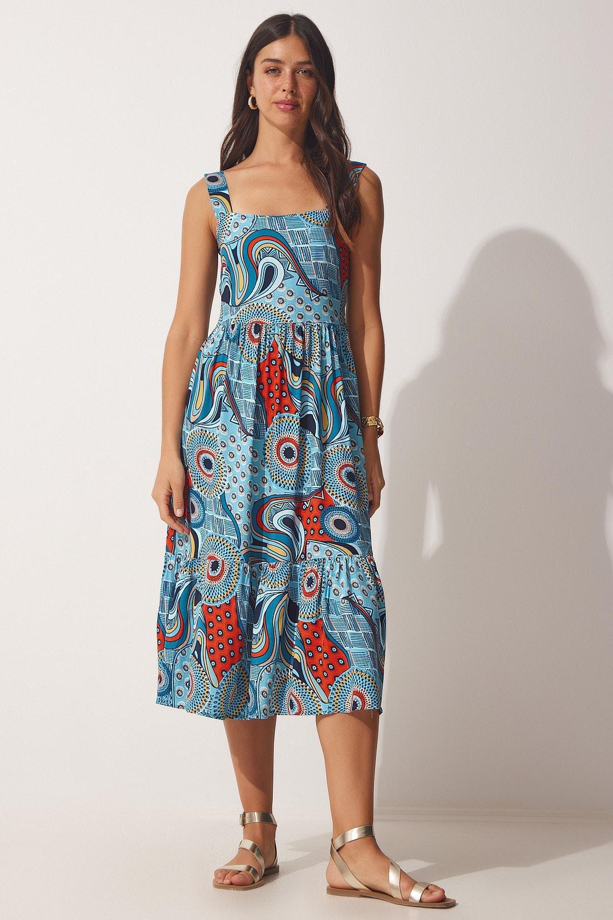 Blue Square Collar Summer Dress, , large image number 2