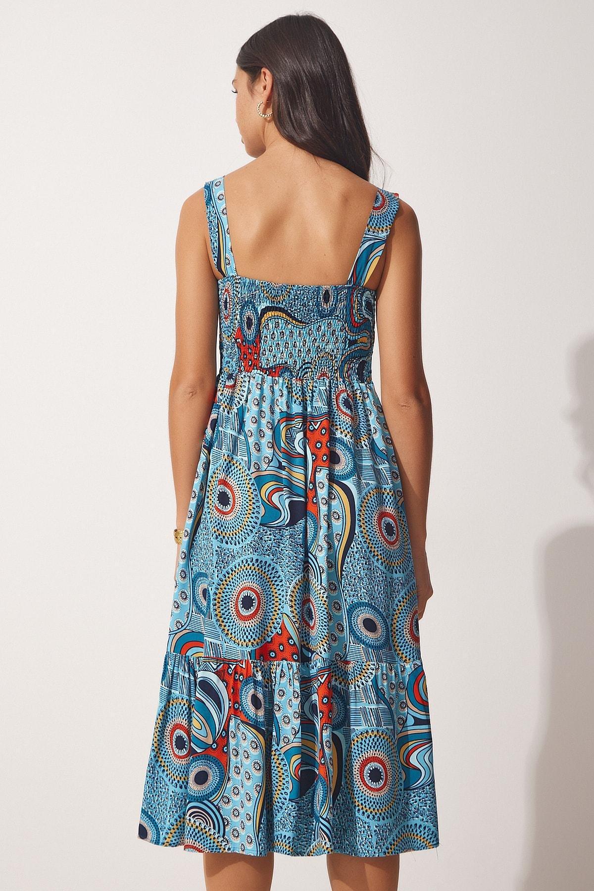 Blue Square Collar Summer Dress, , large image number 3