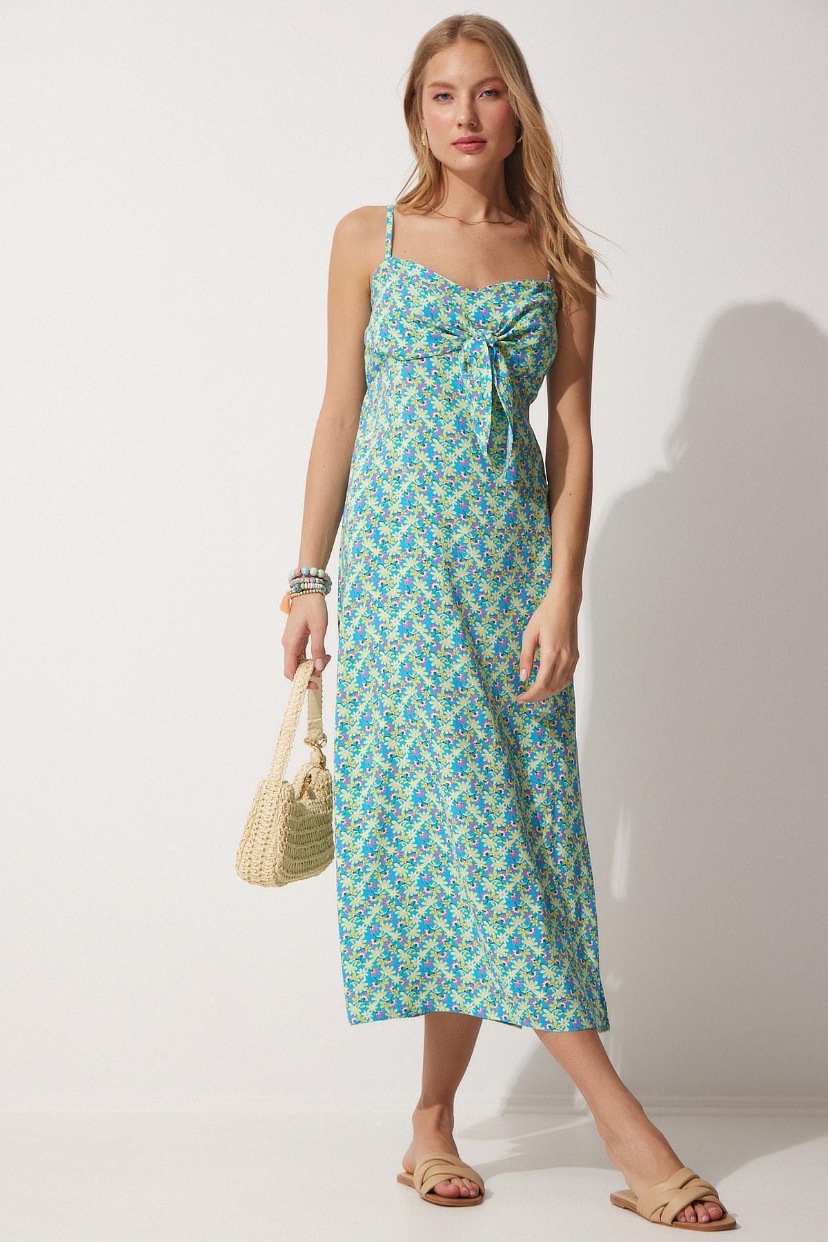 Turquoise Floral Dress, , large image number 0