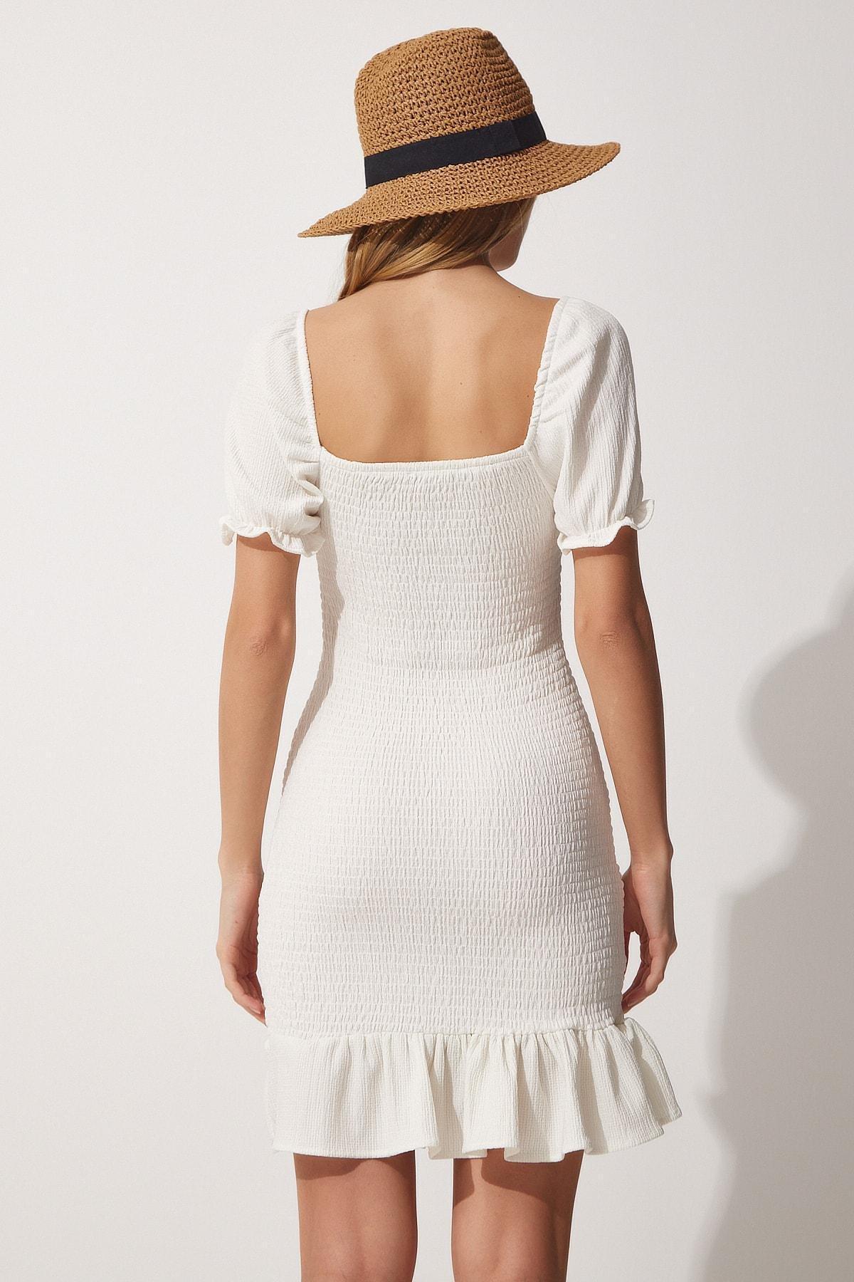 White Ruffle Hem Dress, , large image number 3
