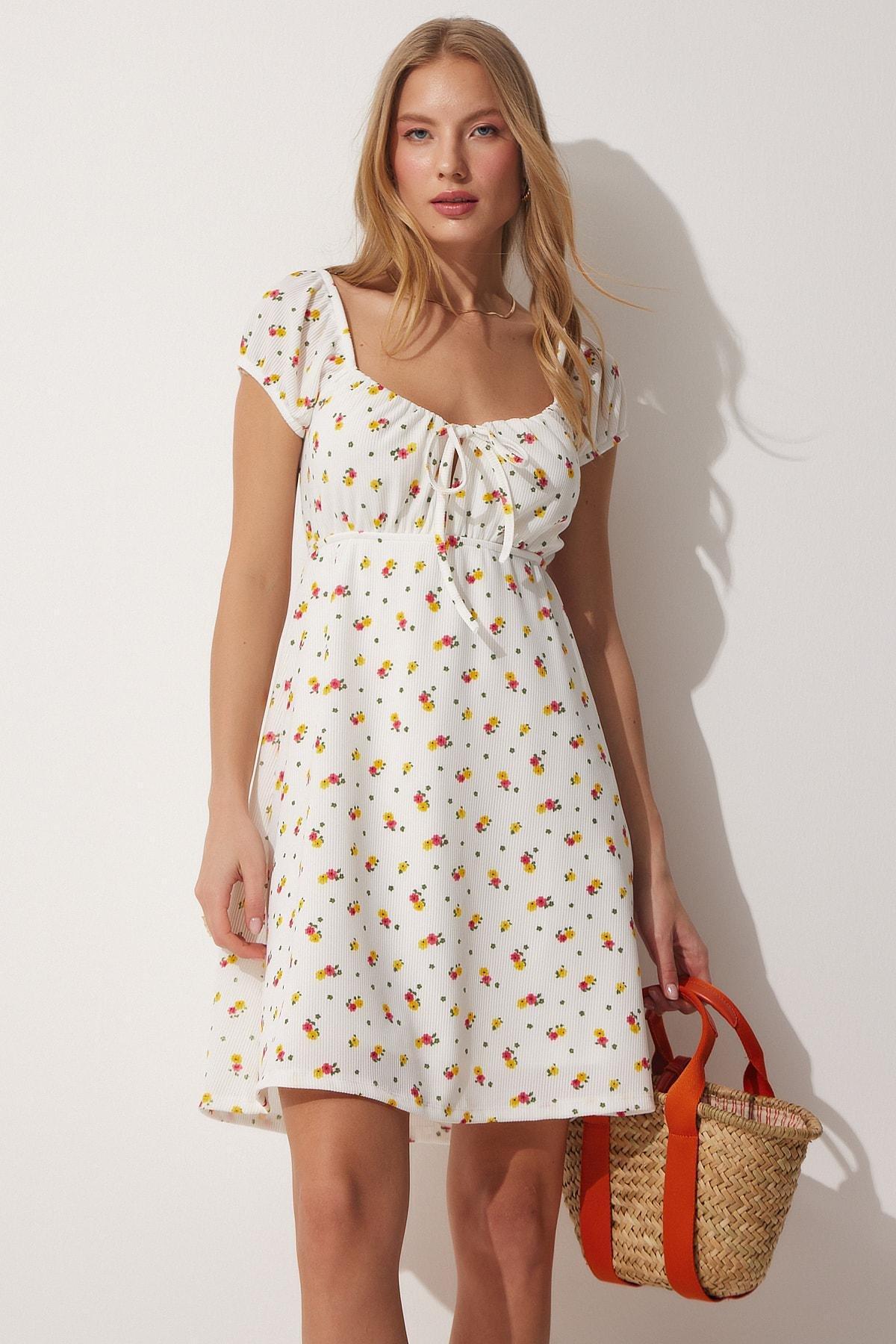 Ecru Skater Floral Dress, , large image number 0