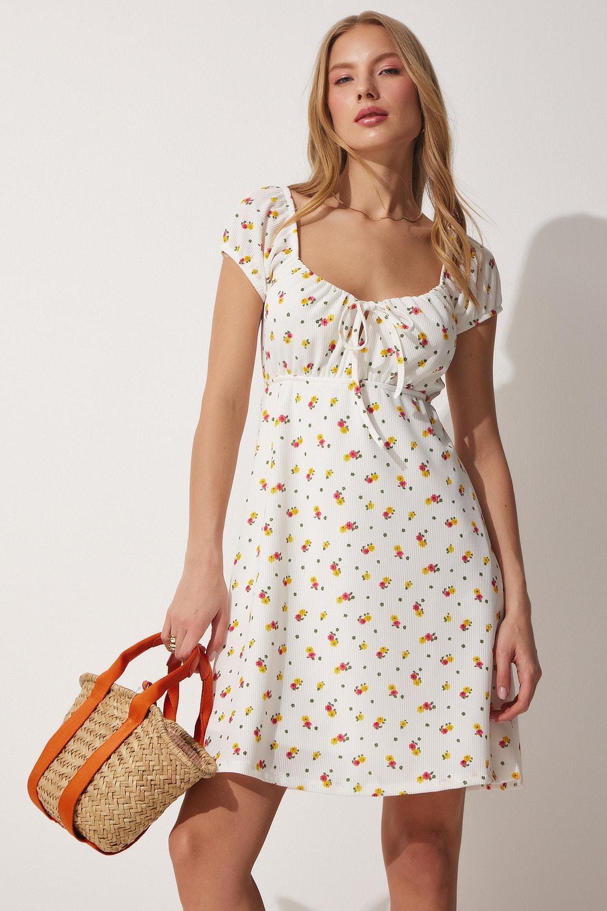 Ecru Skater Floral Dress, , large image number 1