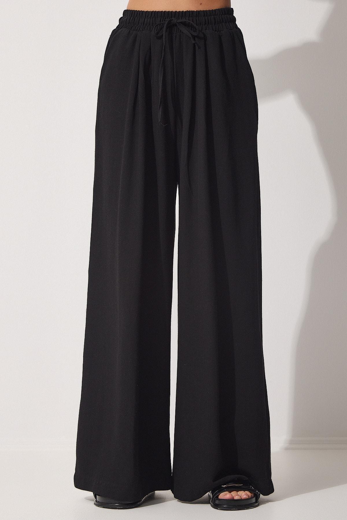 Black Linen Loose Trousers, , large image number 3