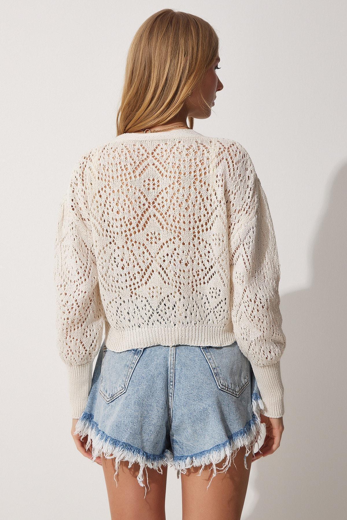Cream Beige Basic Cardigan, Cream, large image number 6