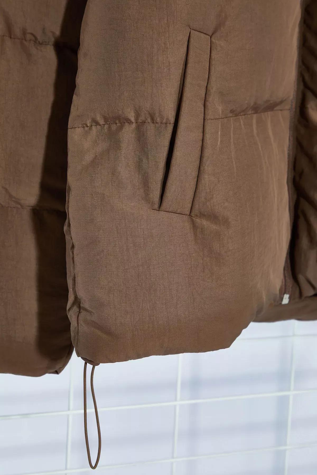 Brown Puffer Coat, Cinnamon, large image number 5