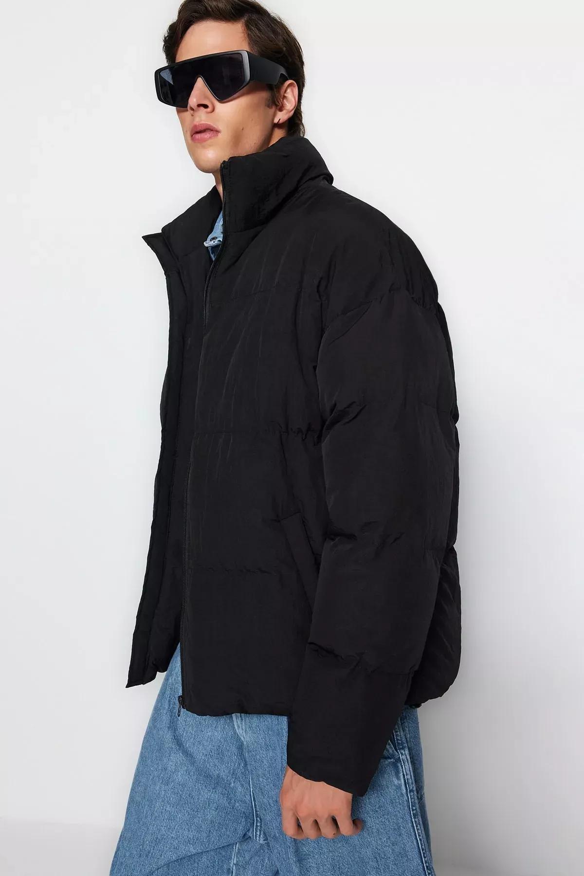 Black Puffer Jacket, BLACK, medium