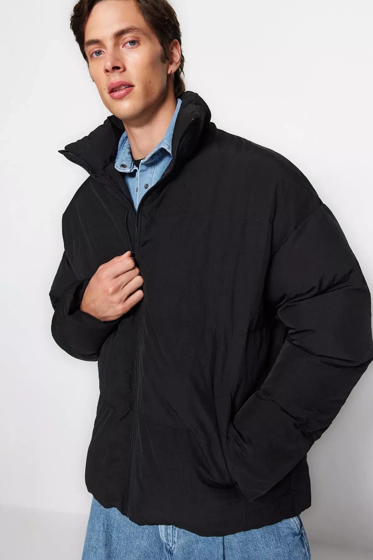 Black Puffer Jacket, BLACK, medium