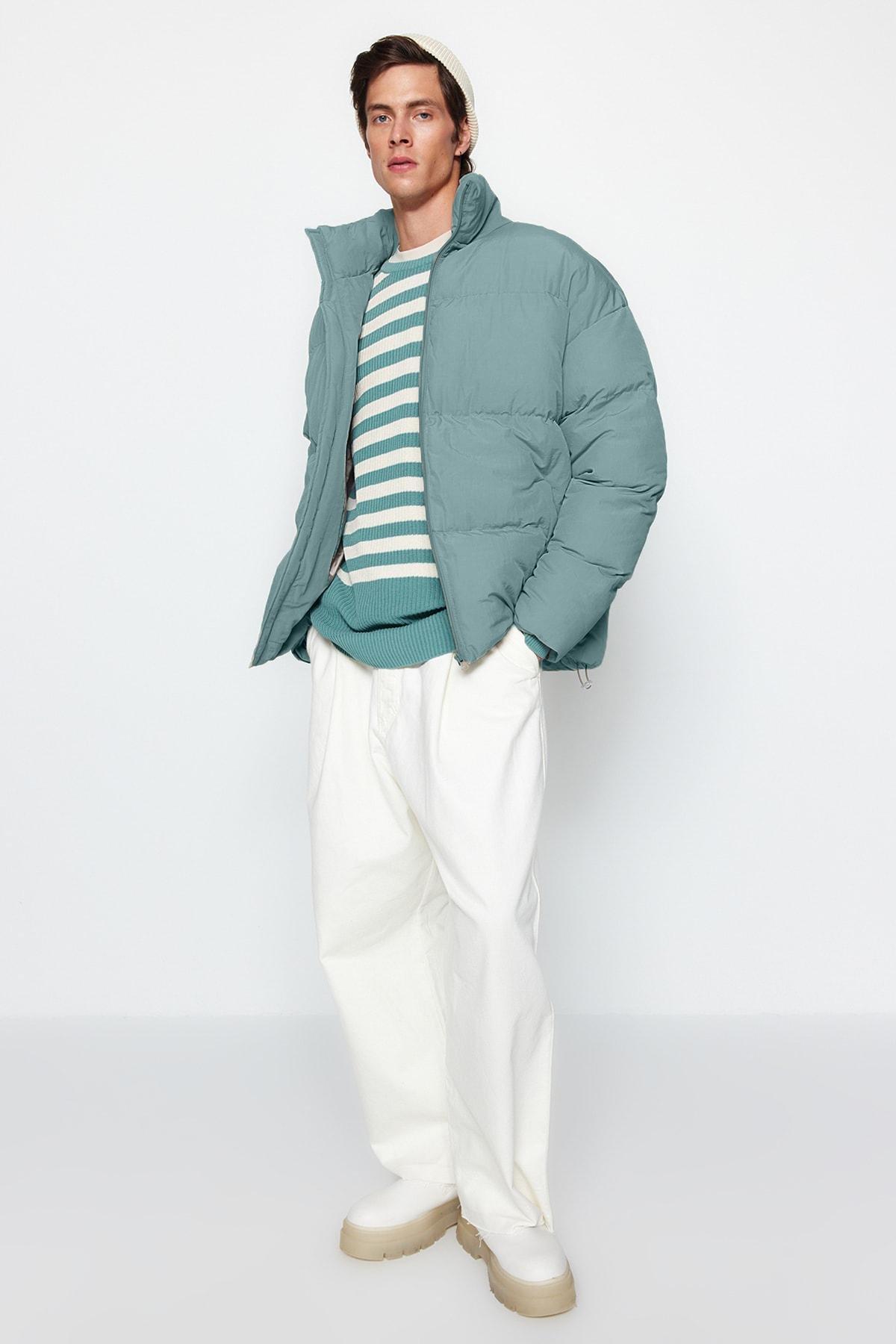 Green Oversized Puffer Jacket, , large image number 2