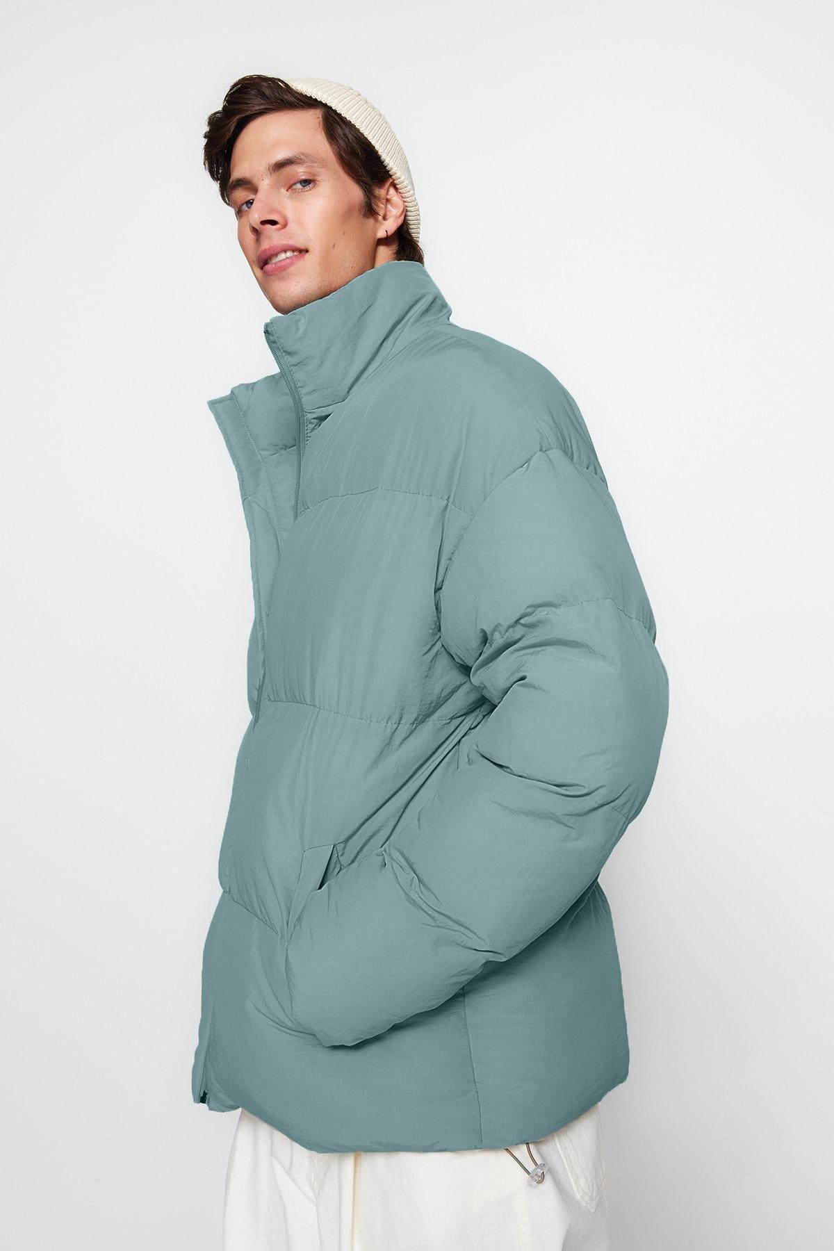 Green Oversized Puffer Jacket, , large image number 3
