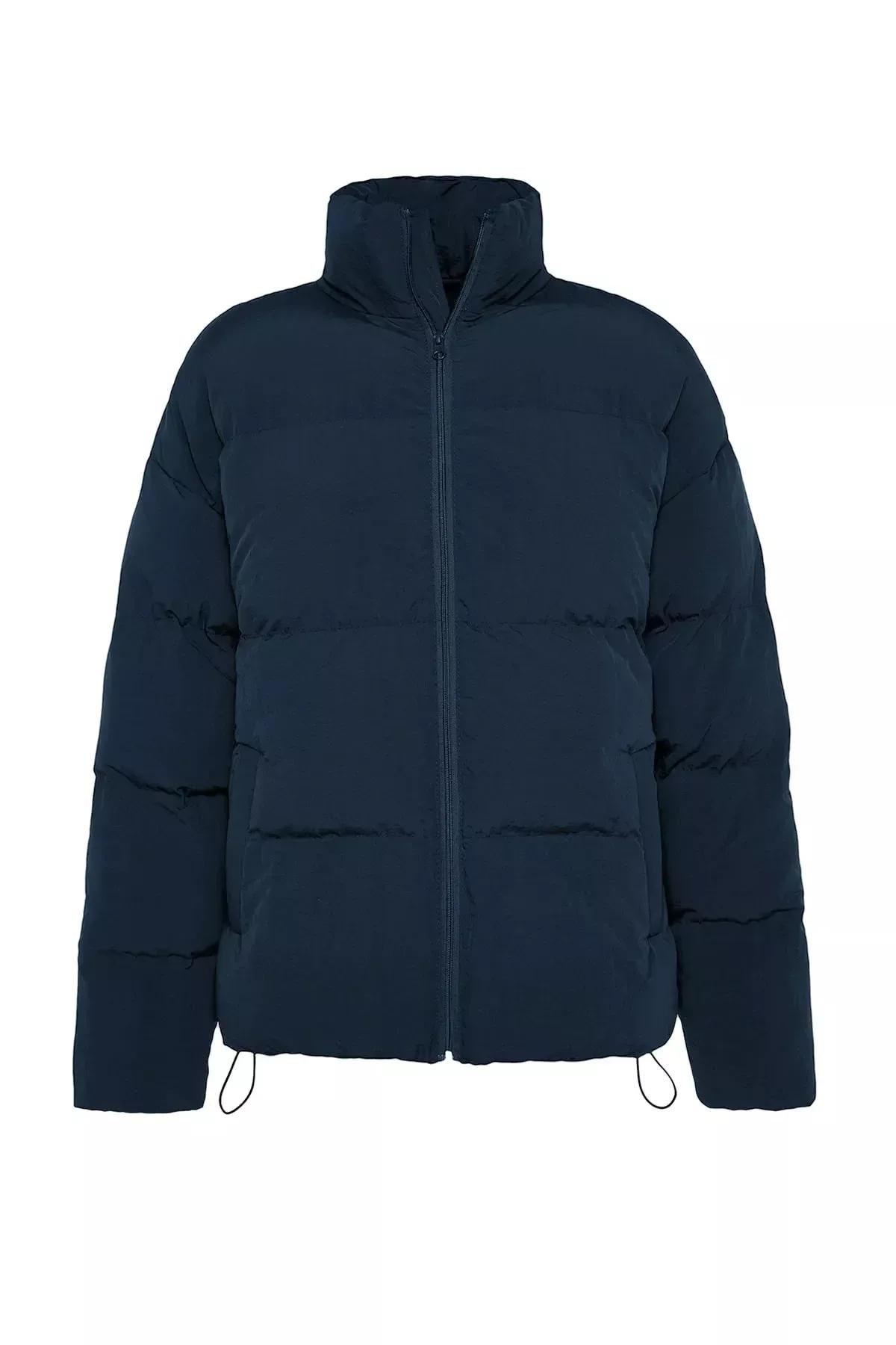 Navy Oversized Collared Coat, , large image number 4