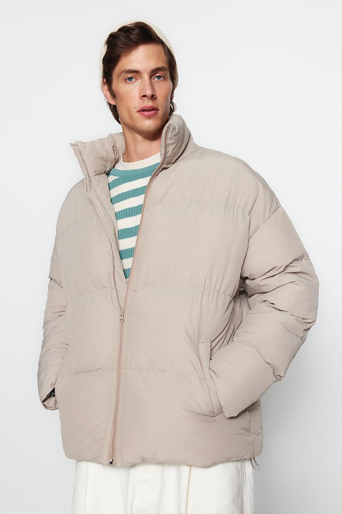 Beige Puffer Jacket, , large image number 1