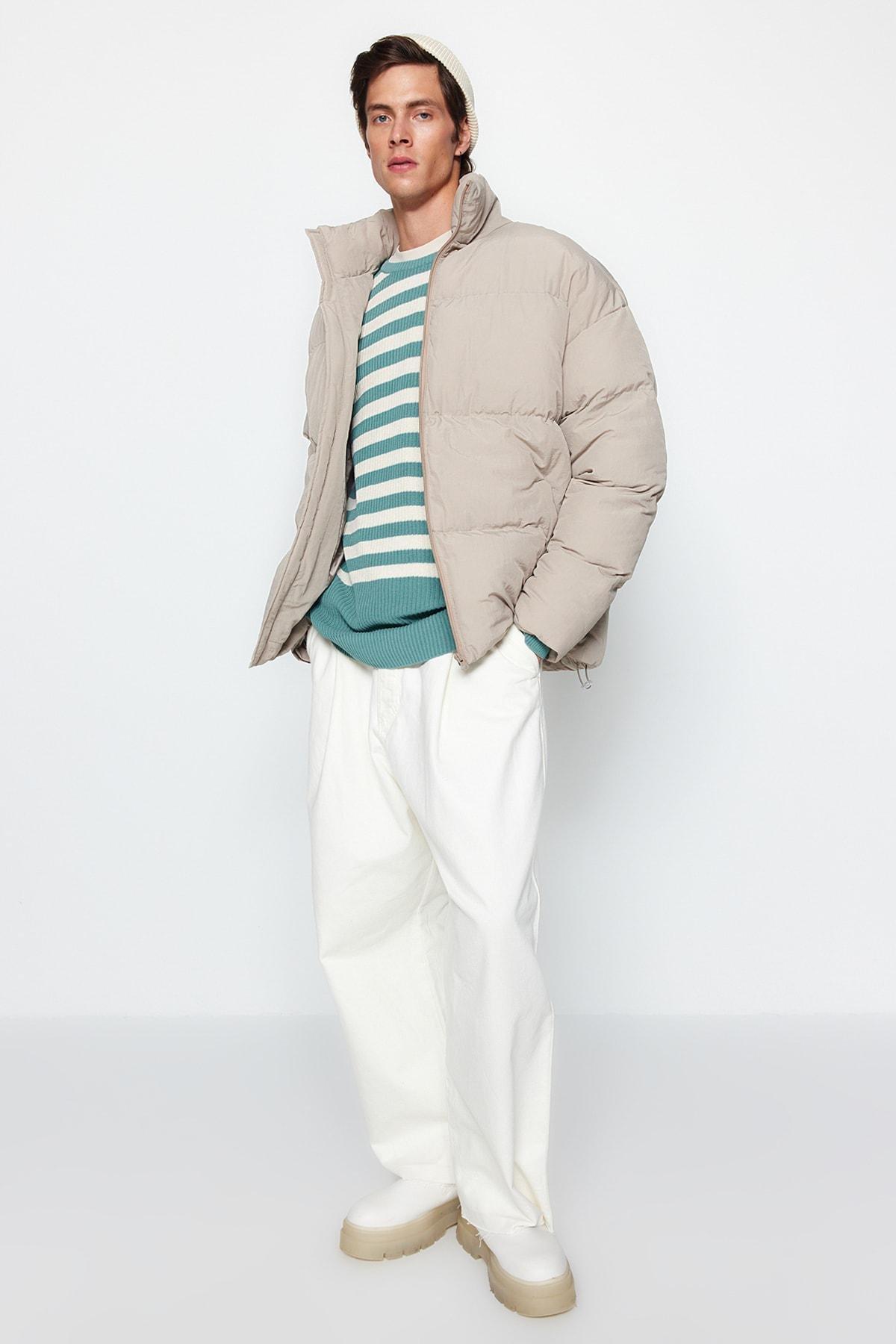 Beige Puffer Jacket, , large image number 6