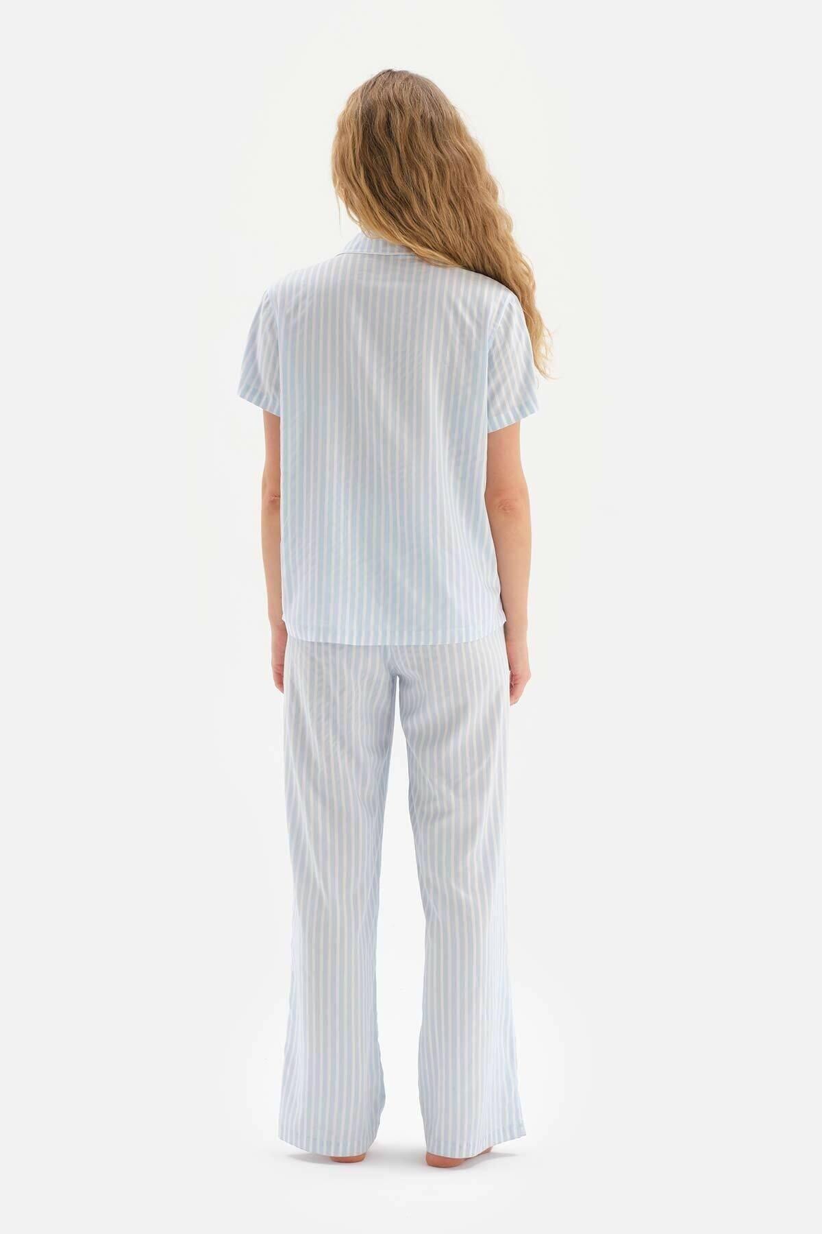 Dagi - Blue Striped Woven Pyjamas Set