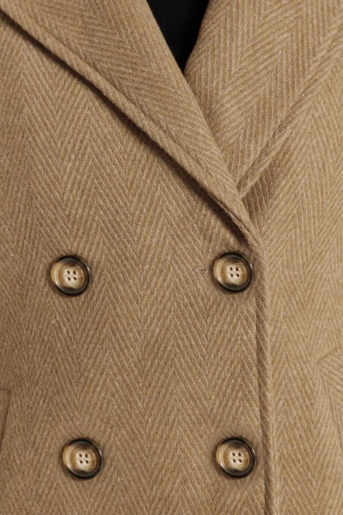 Brown Basic Plus Size Coat, , large image number 3