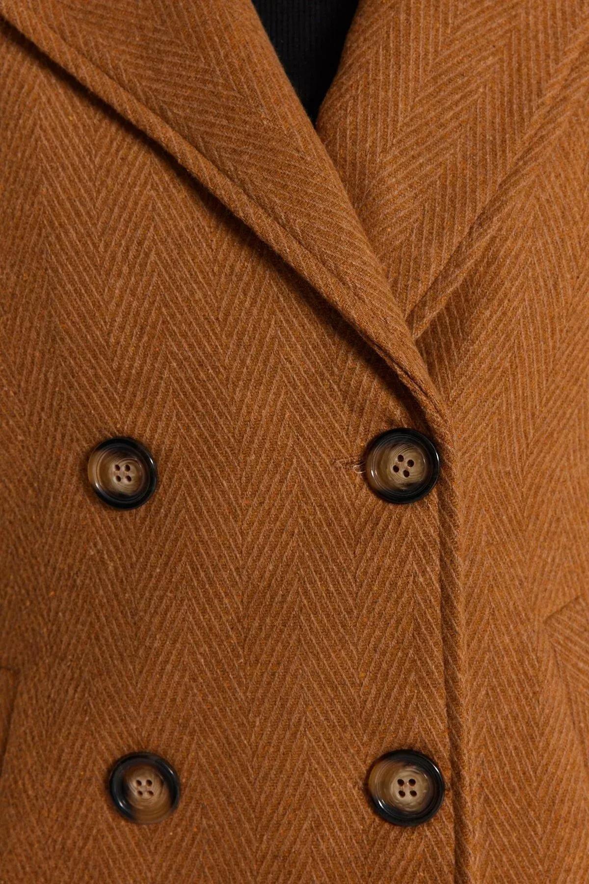Brown Basic Plus Size Coat, , large image number 5