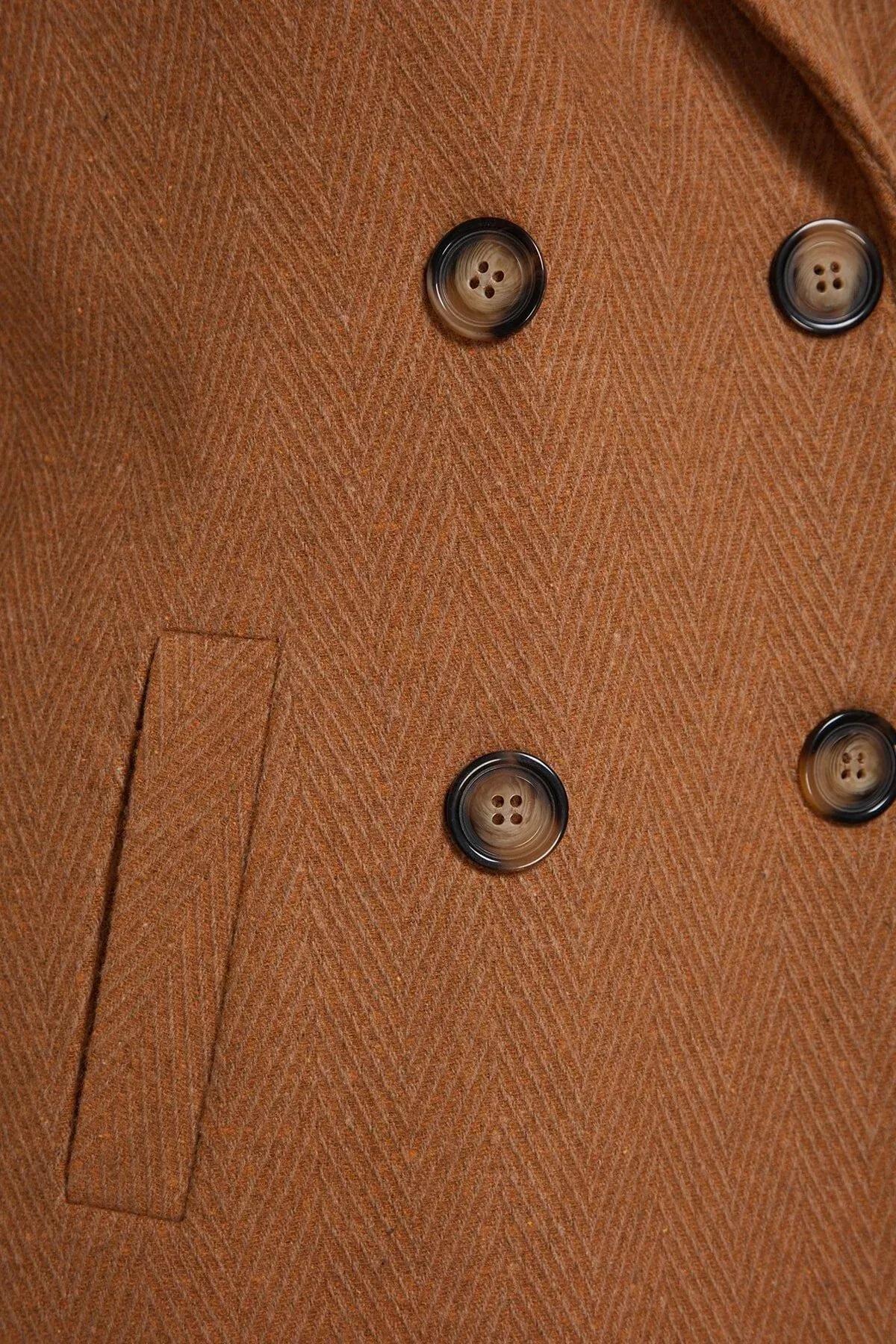 Brown Basic Plus Size Coat, , large image number 7