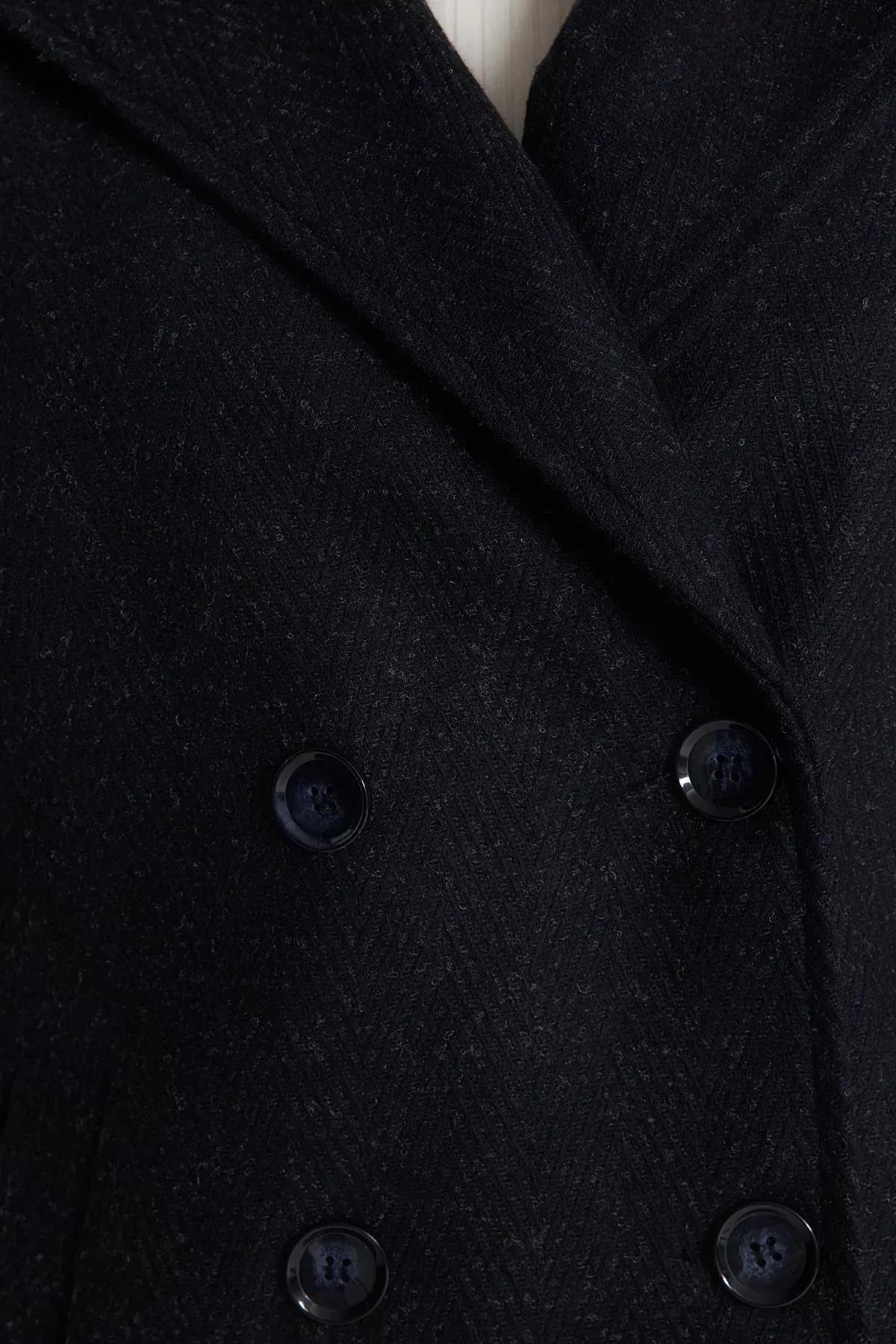Navy Basic Plus Size Coat, Navy blue, large image number 4