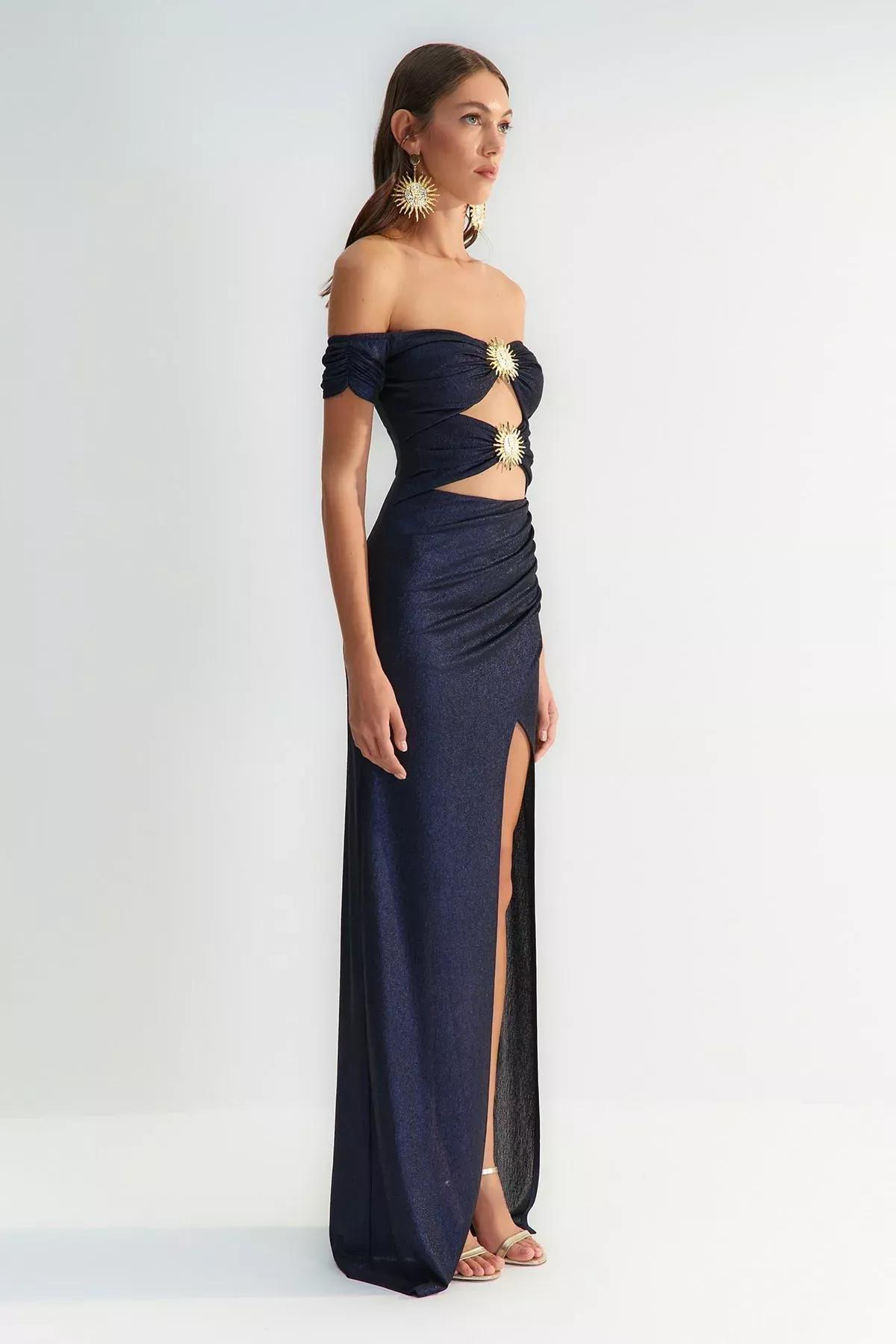 فستان مناسبات بتصميم ملفوف، كحلي, Navy blue, large image number 2