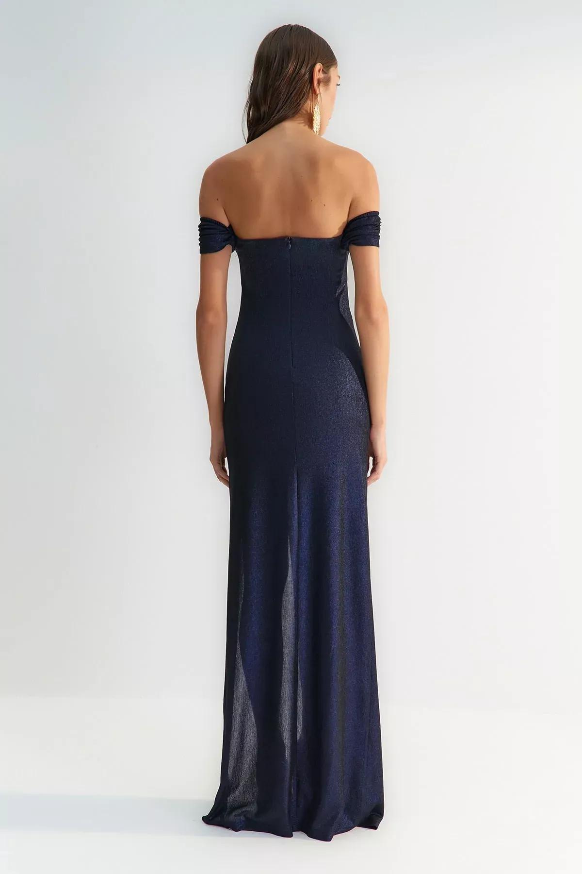 فستان مناسبات بتصميم ملفوف، كحلي, Navy blue, large image number 5