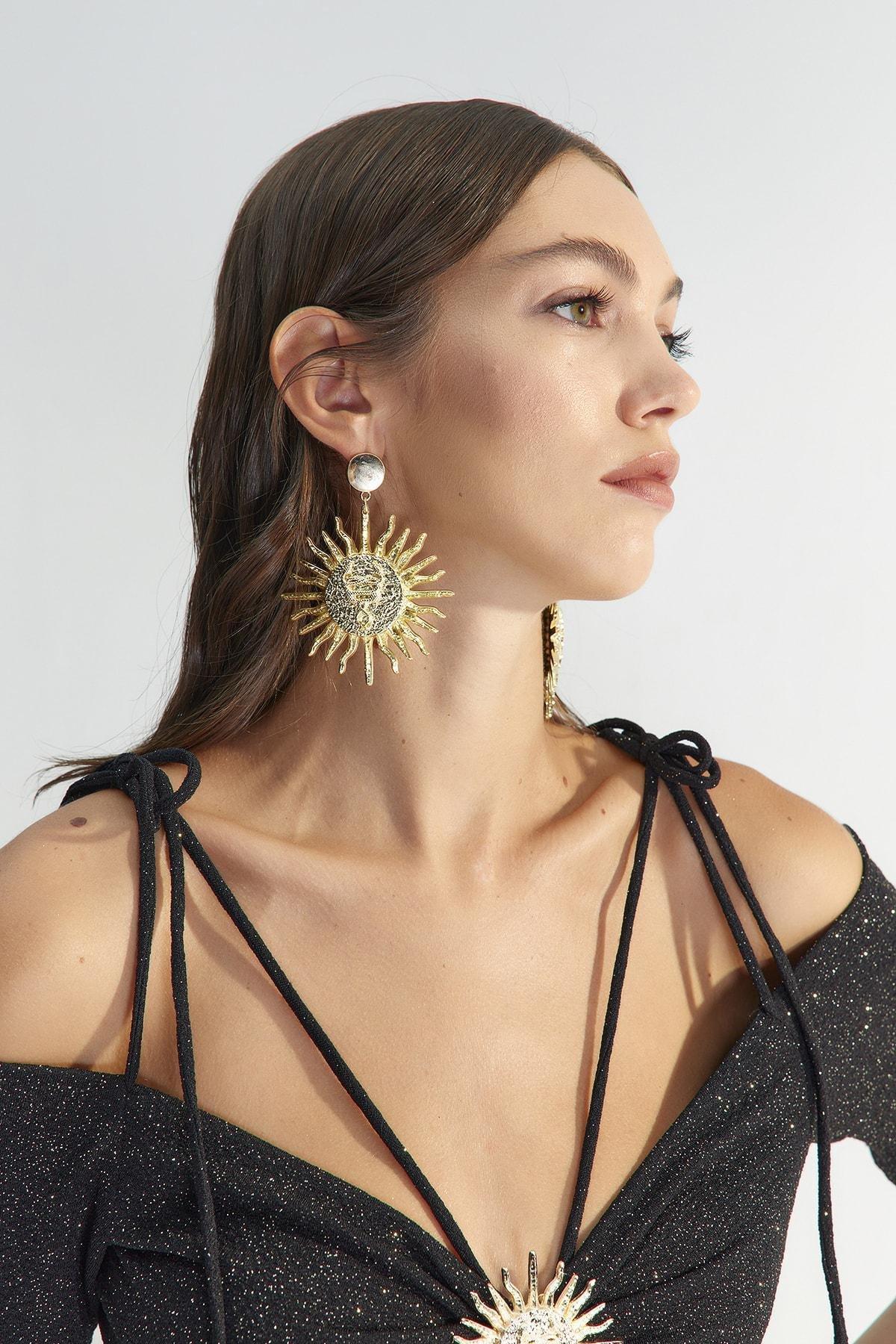 Gold Bijou Earrings, Set Of 2, Gold, large image number 3